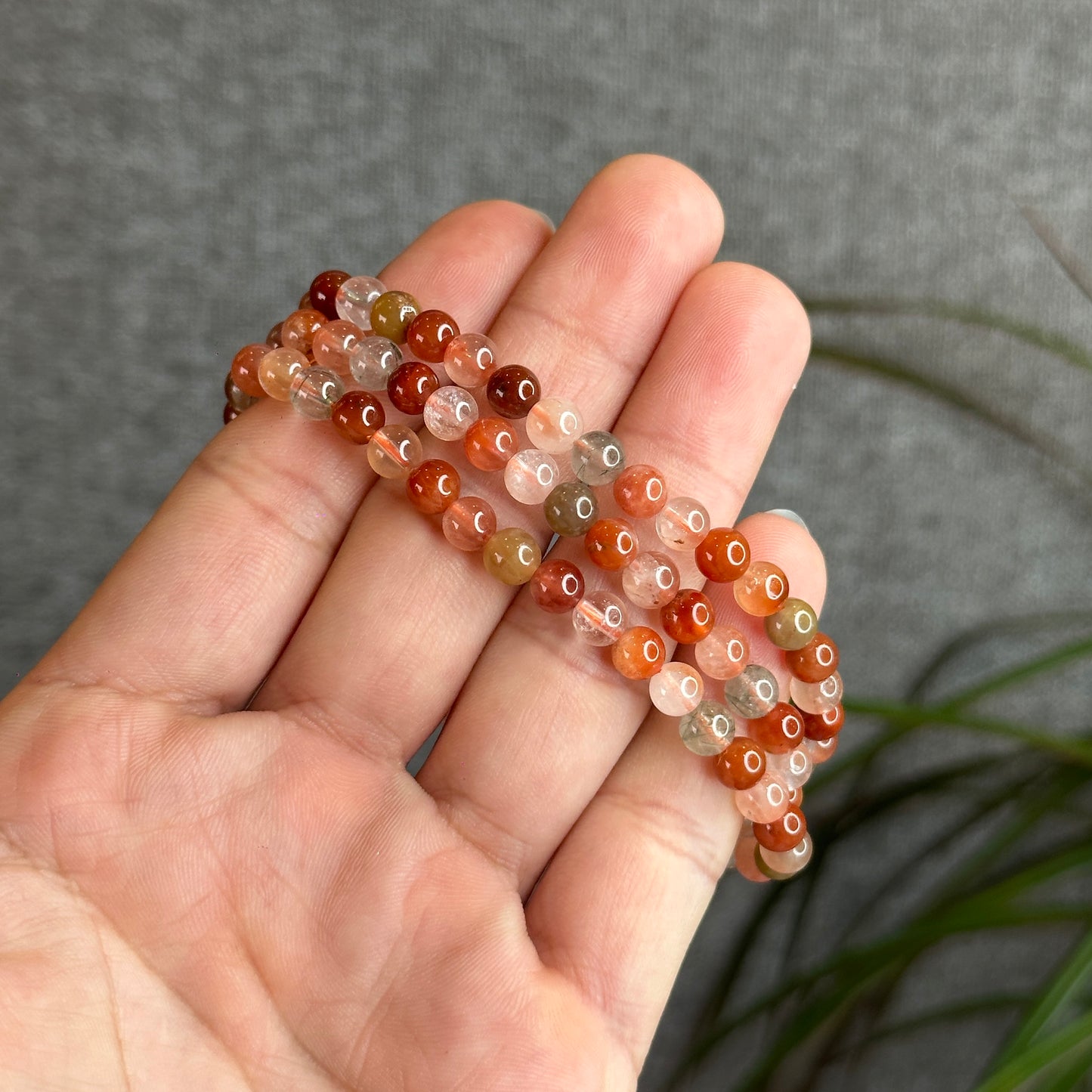 Tri Colour Natural Rutilated Quartz Triple Wrap Bracelet Size 4 mm