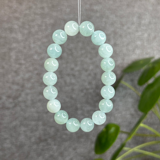 Bracelet aigue-marine vert écume de mer taille 10 mm