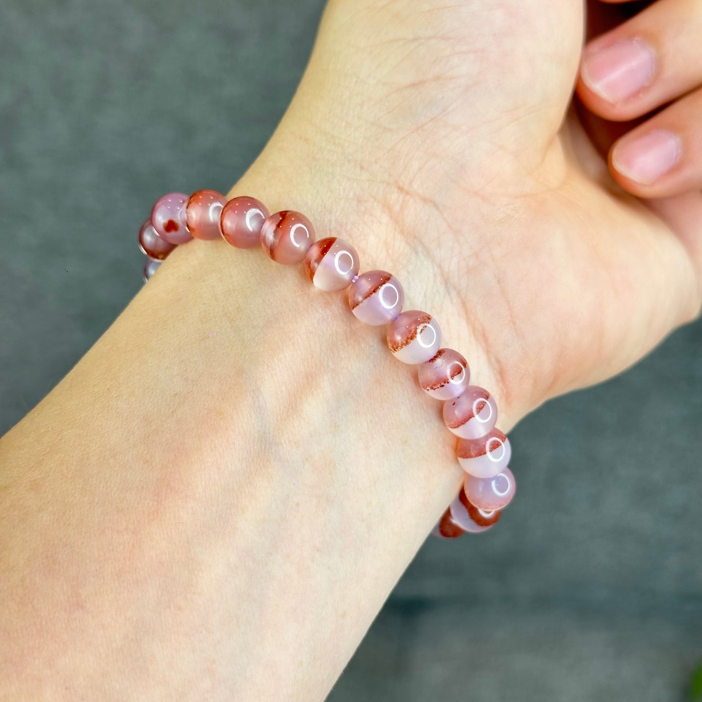 Natural Cinnabar Agate Bracelet Size 8 mm