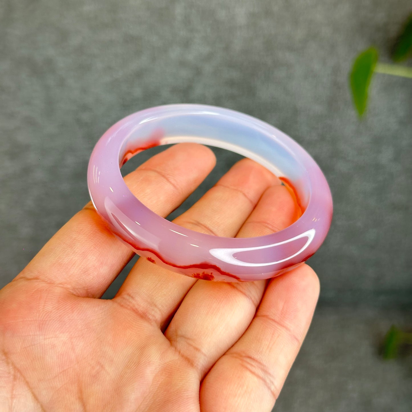 Natural Cinnabar Agate Bangle Size 53.5 mm