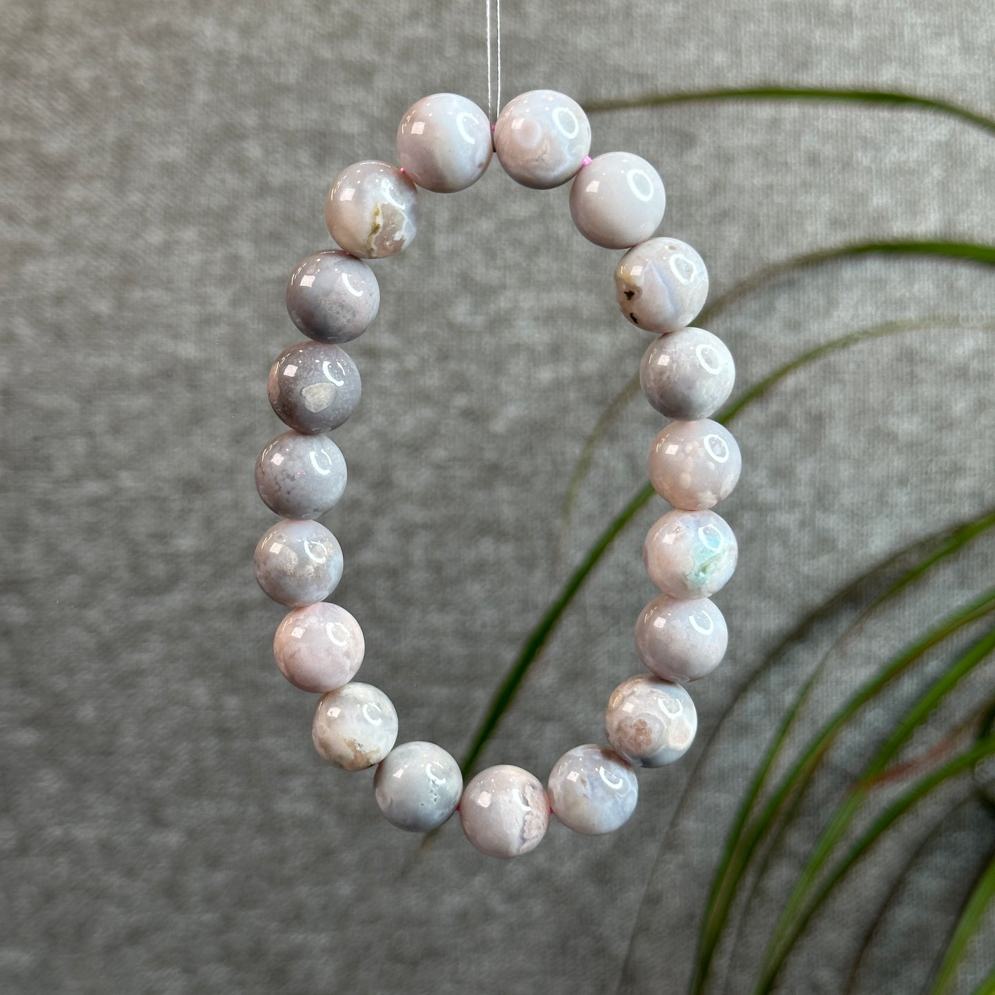 Natural Purple Floral Agate Bracelet Size 11.5 mm