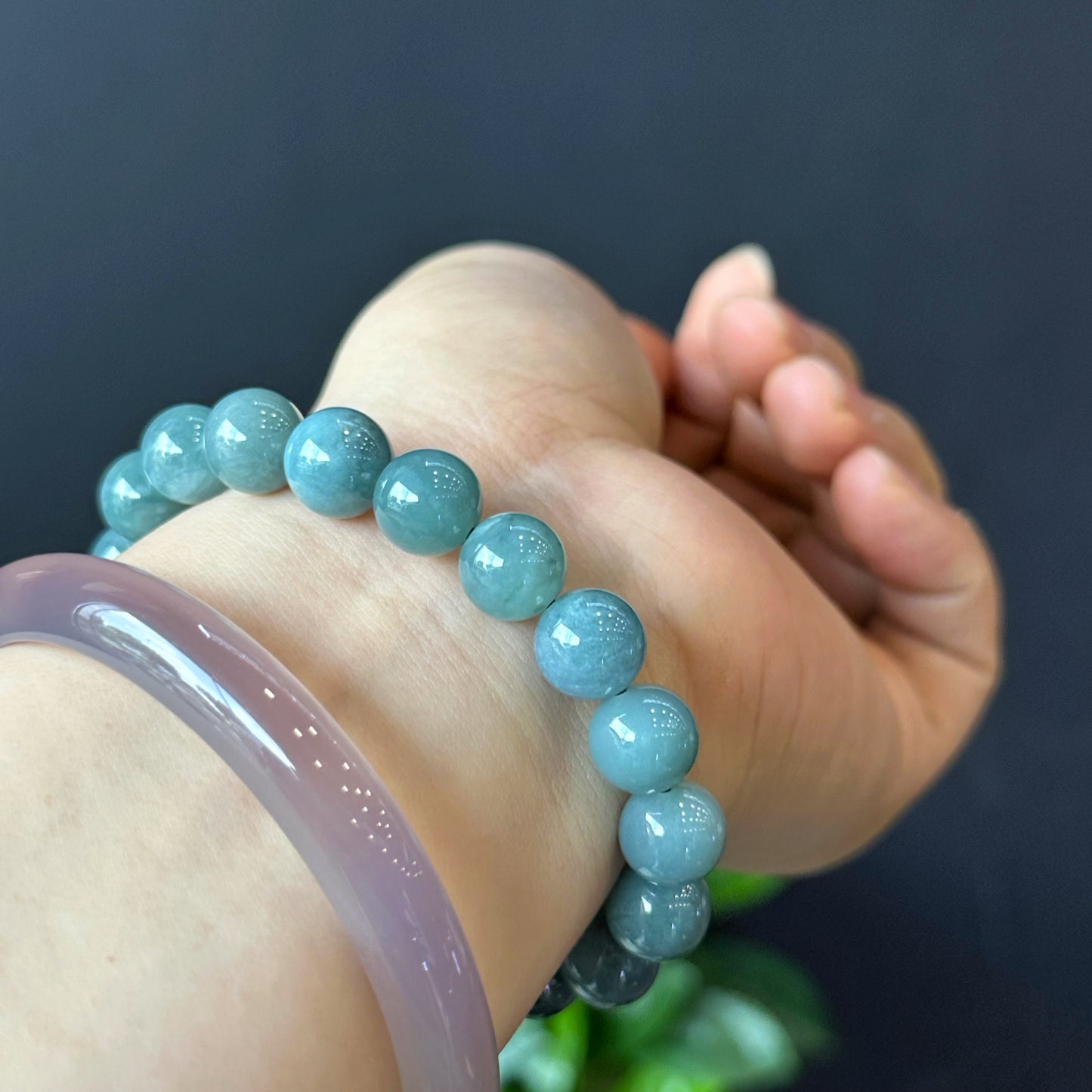 Natural Jadeite Jade Bracelet Size 9.5 mm