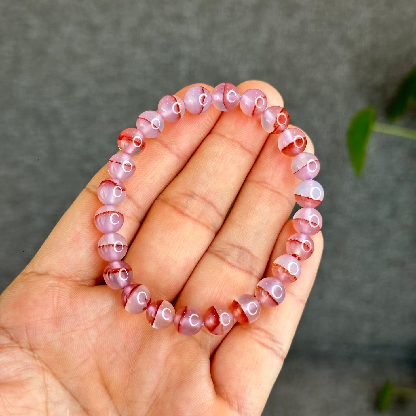 Natural Cinnabar Agate Bracelet Size 8 mm