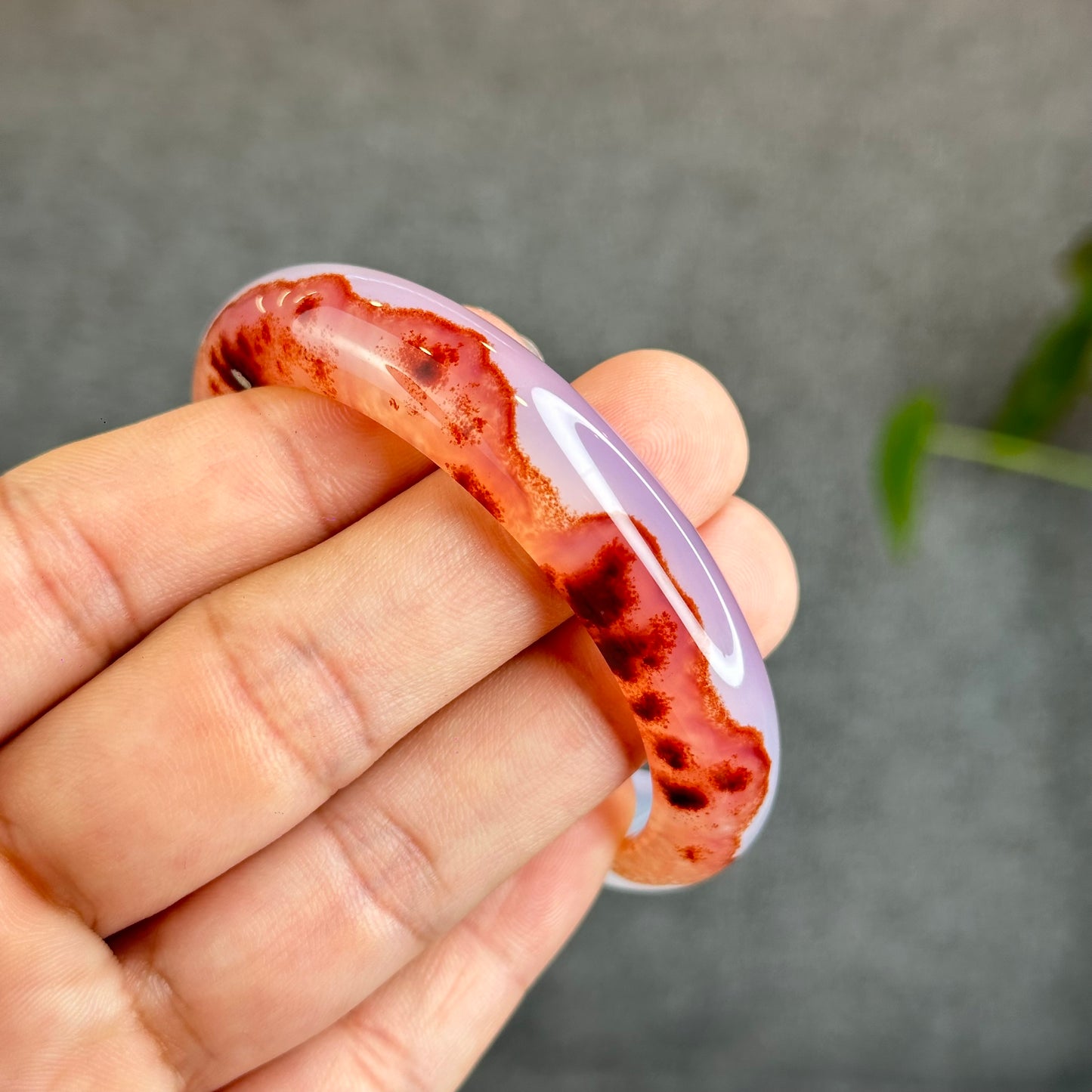 Natural Cinnabar Agate Bangle Size 53.5 mm