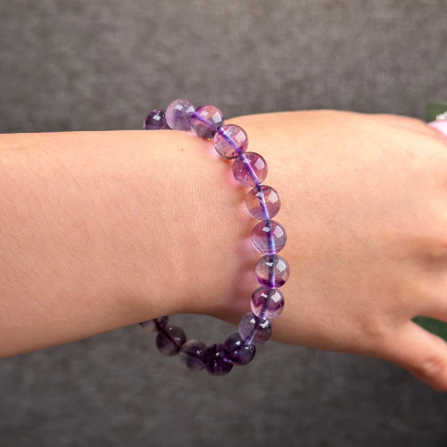 Natural Fluorite with Pyrite Bracelet Size 9 mm