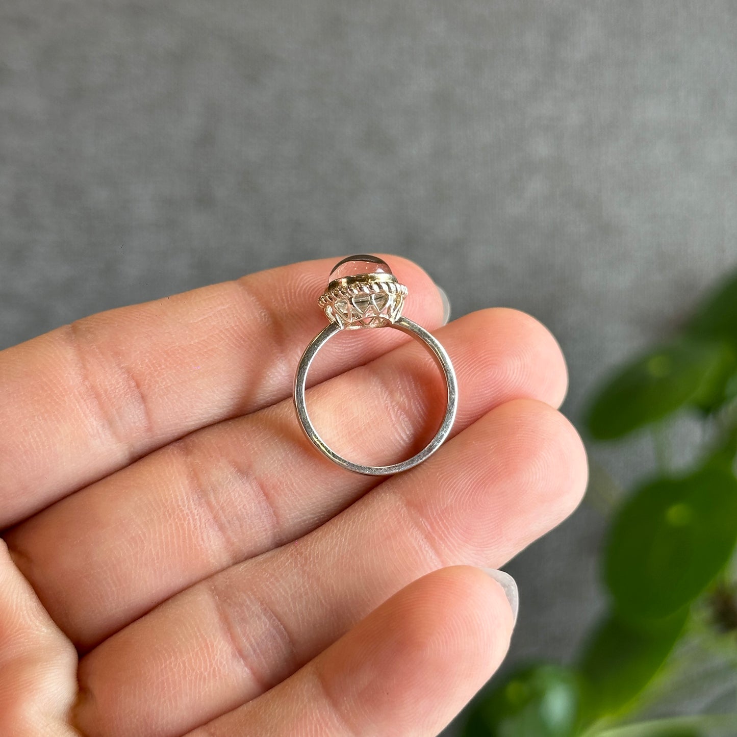 Oval Natural Landscape Quartz Ring in Silver Setting Size 1.7