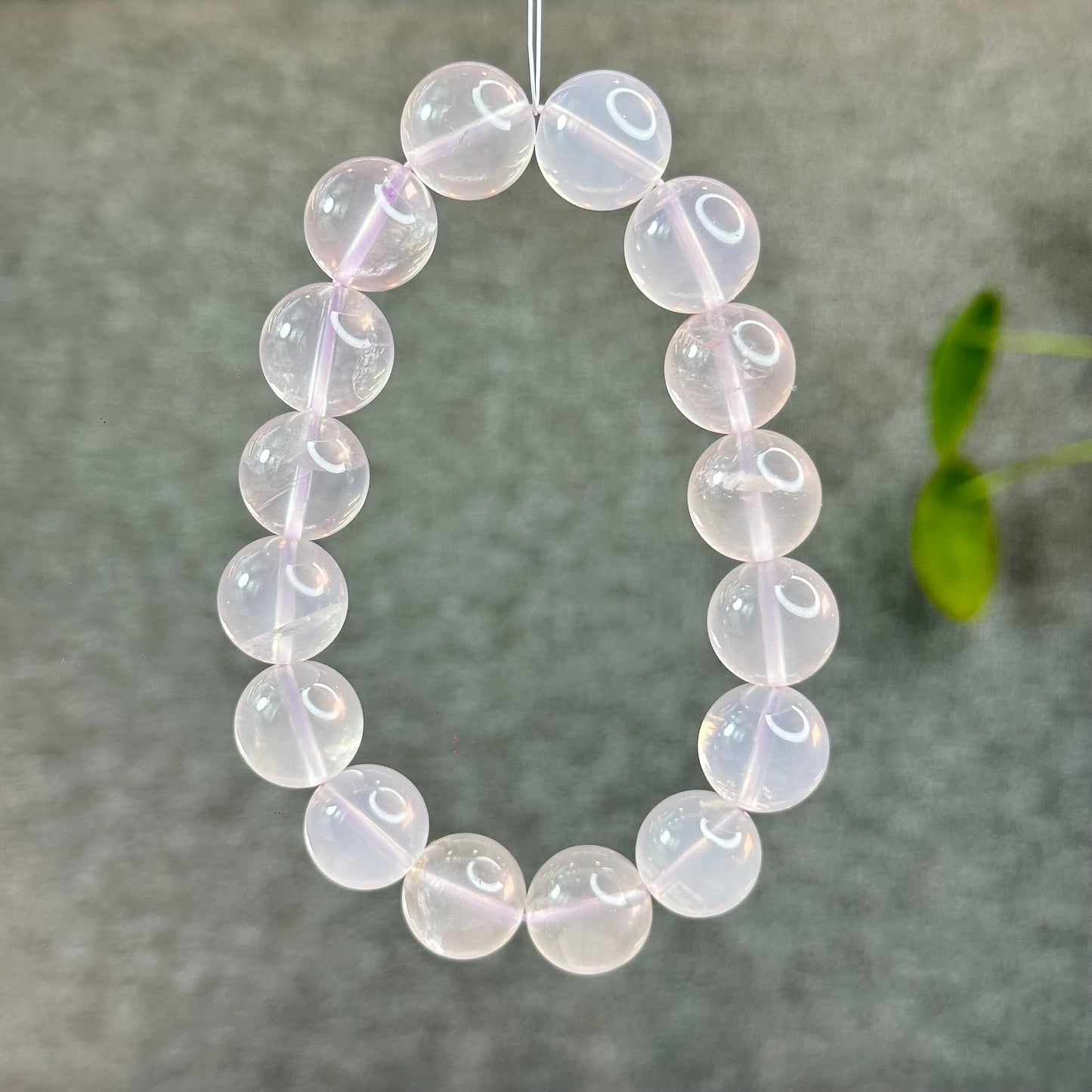 Lavender Mozambique Natural Rose Quartz Bracelet Size 14 mm