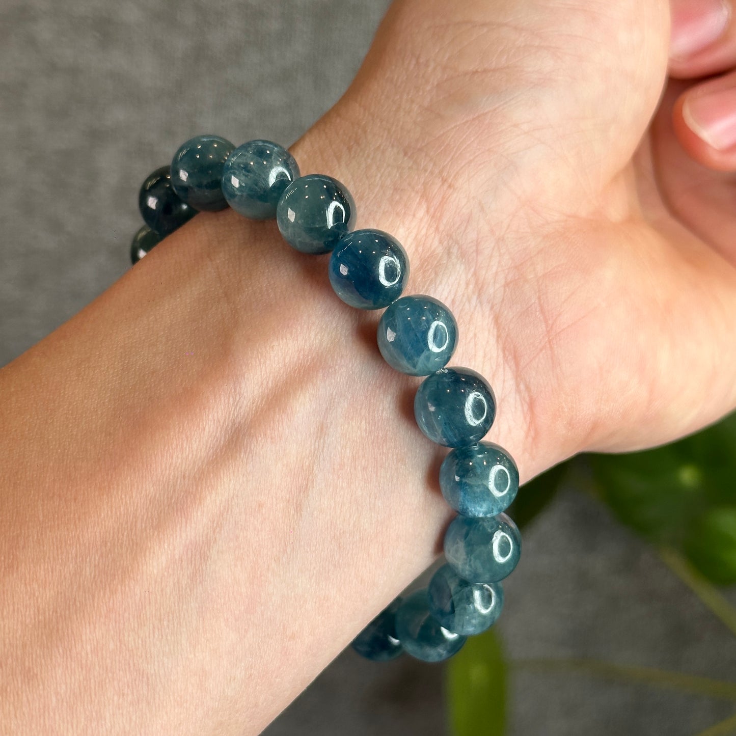 Natural Teal Kyanite Bracelet Size 10.2 mm