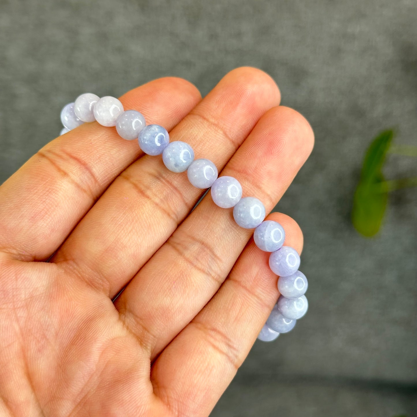 Natural Lavendar Jade Bracelet Size 7.5 mm