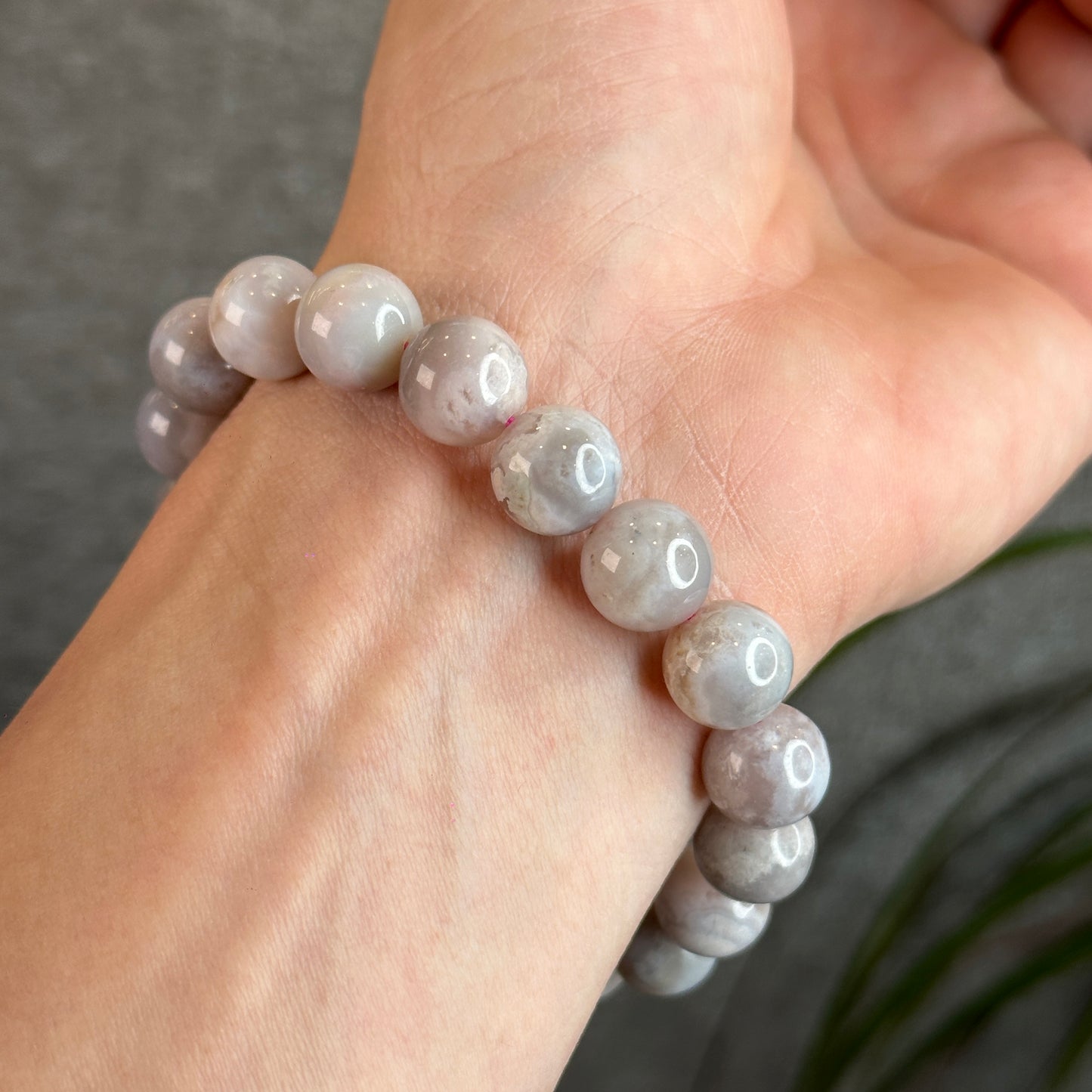 Natural Purple Floral Agate Bracelet Size 11 mm