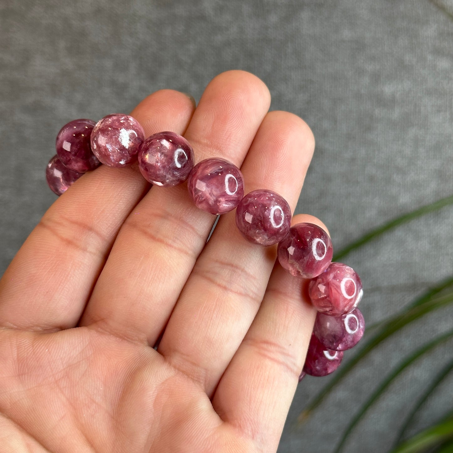 Dark Pink Natural Muscovite Bracelet Size 12.5 mm