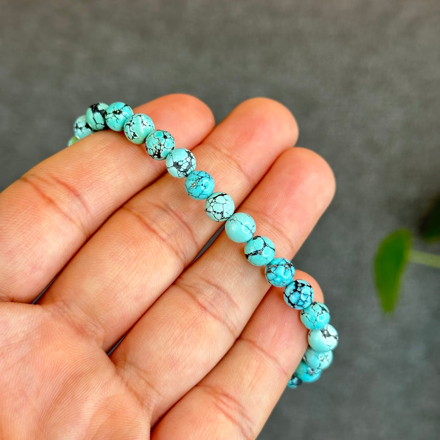 Bracelet Turquoise Motif Marron Naturel Taille 6,3 mm
