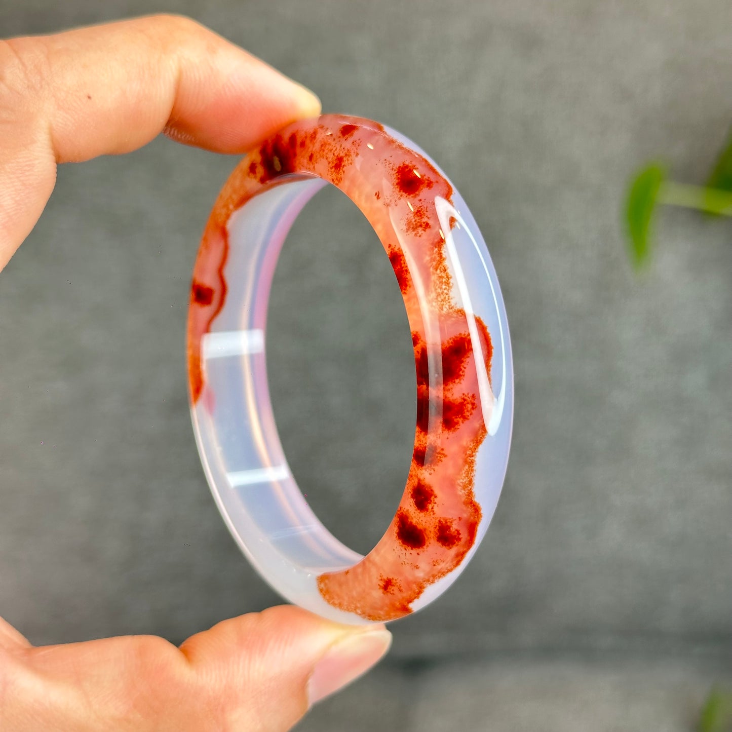 Natural Cinnabar Agate Bangle Size 53.5 mm
