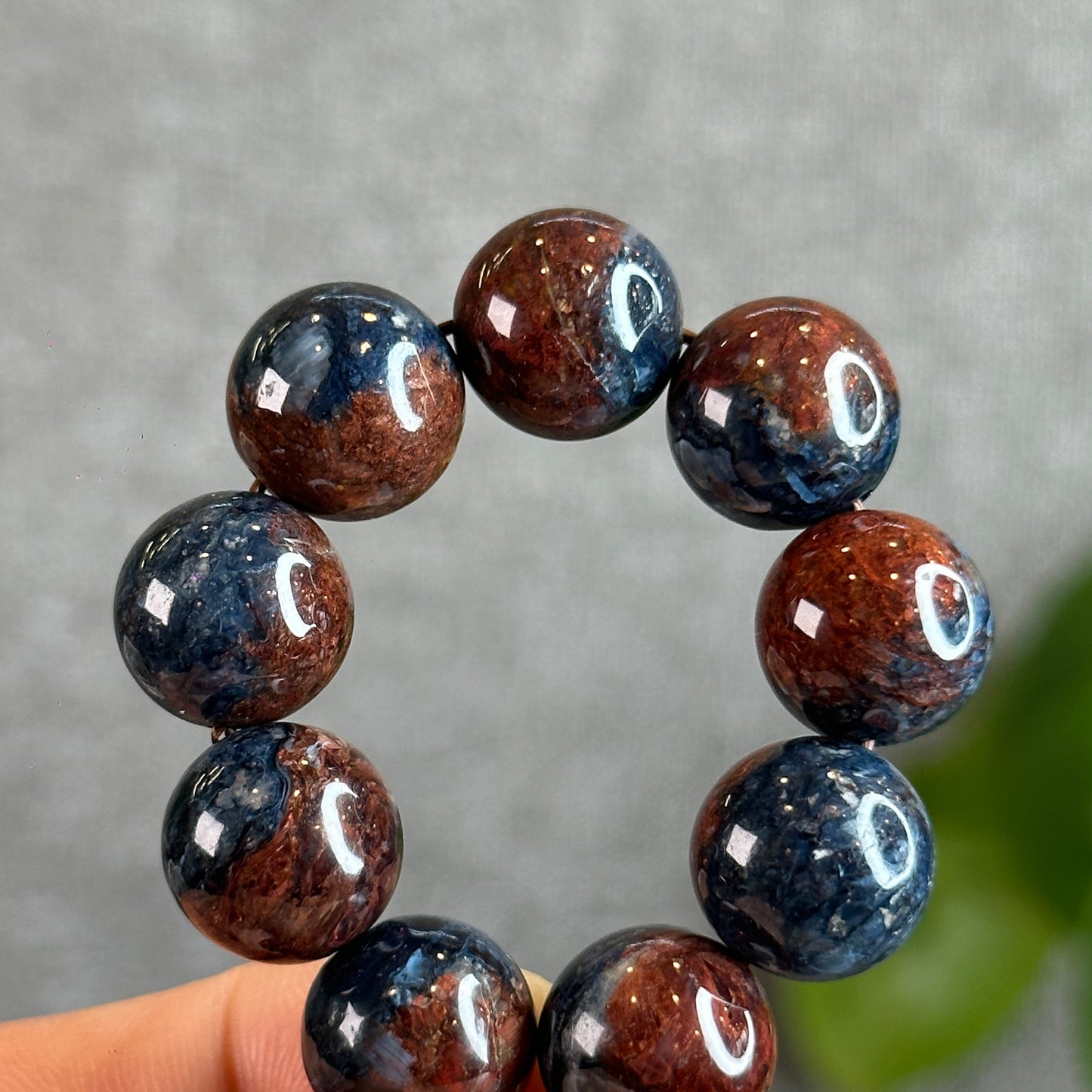 Burgundy Blue Natural Pietersite Bracelet size 12.5 mm