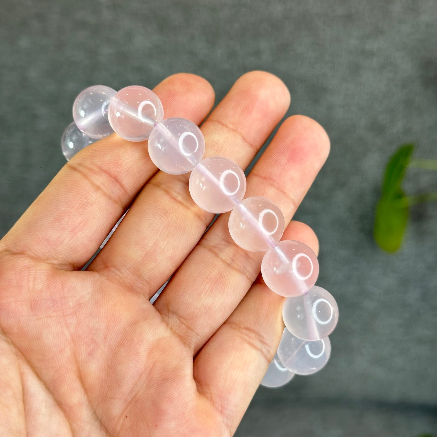 Lavender Mozambique Natural Rose Quartz Bracelet Size 14 mm