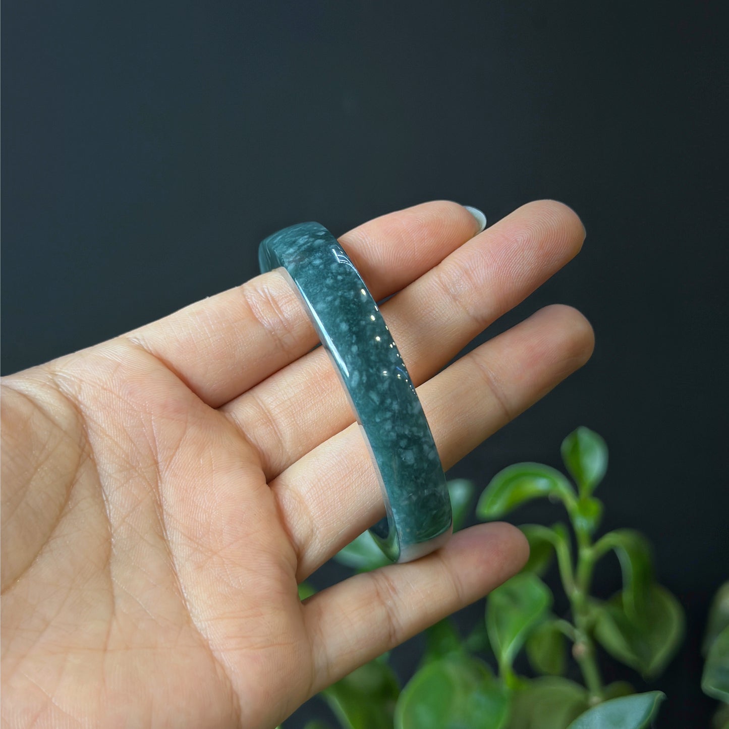 Water Green Natural Jadeite Jade Bangle Square Style Size 54 mm