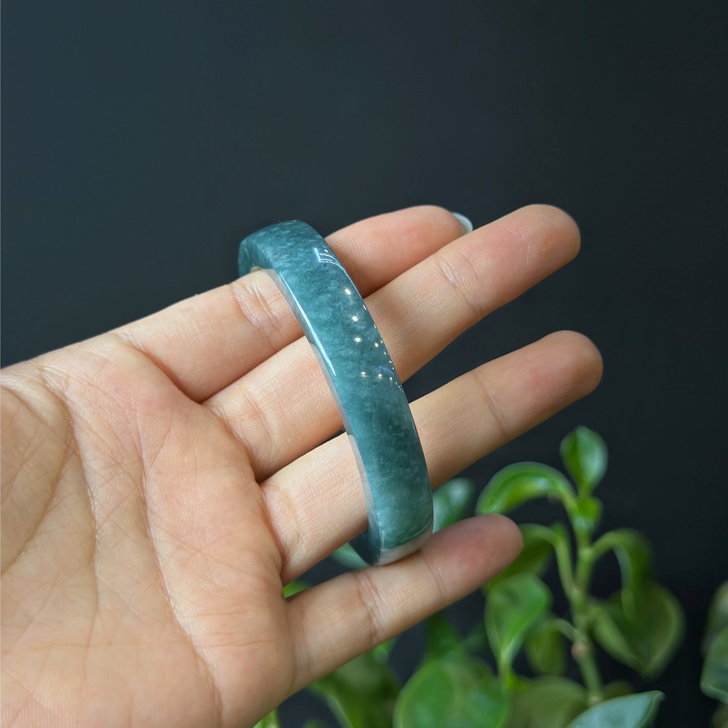 Water Green Natural Jadeite Jade Bangle Square Style Size 54 mm