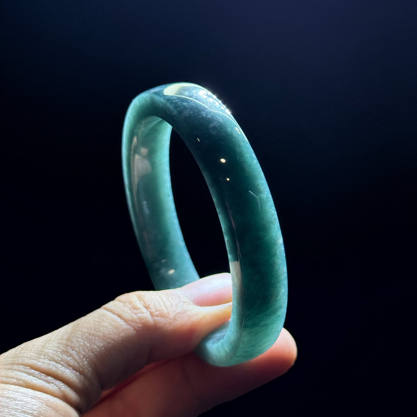 Water Green Natural Jadeite Jade Bangle Square Style Size 54 mm