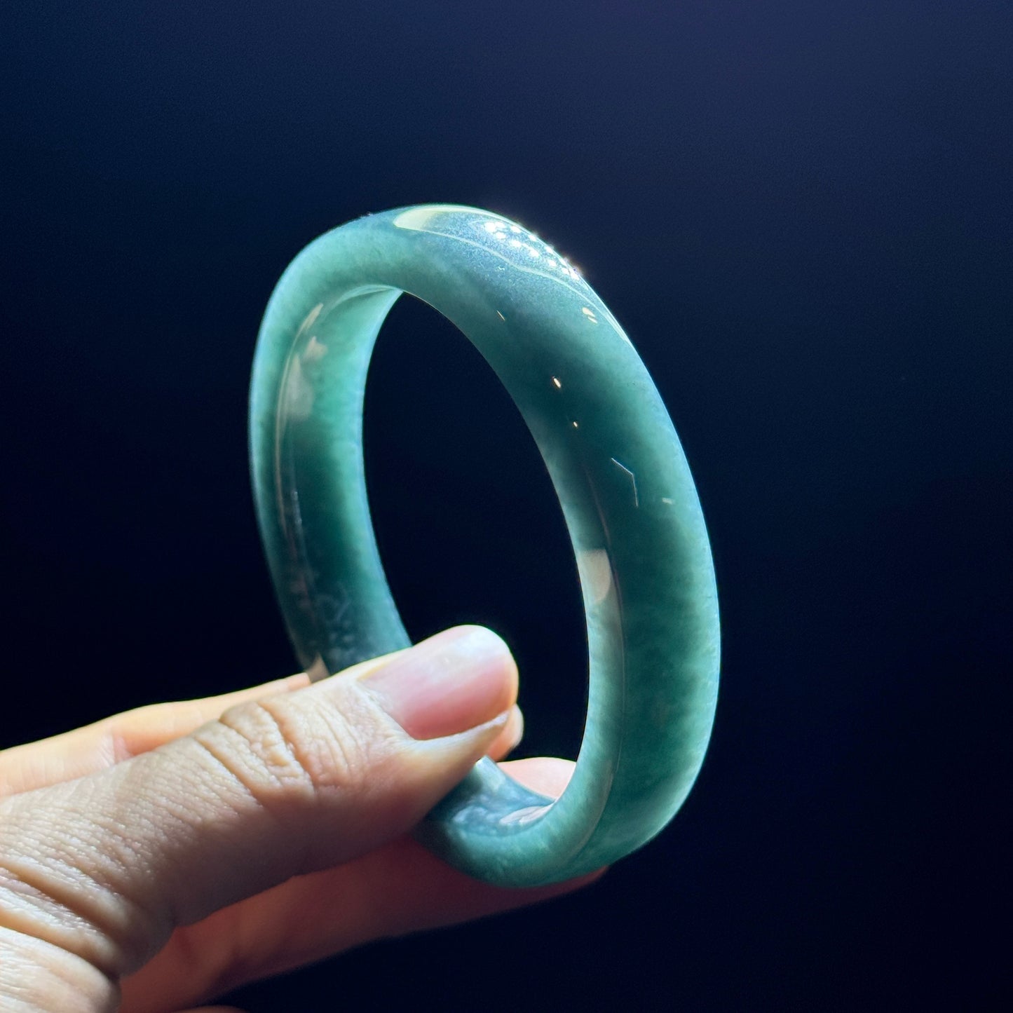Water Green Natural Jadeite Jade Bangle Square Style Size 54 mm
