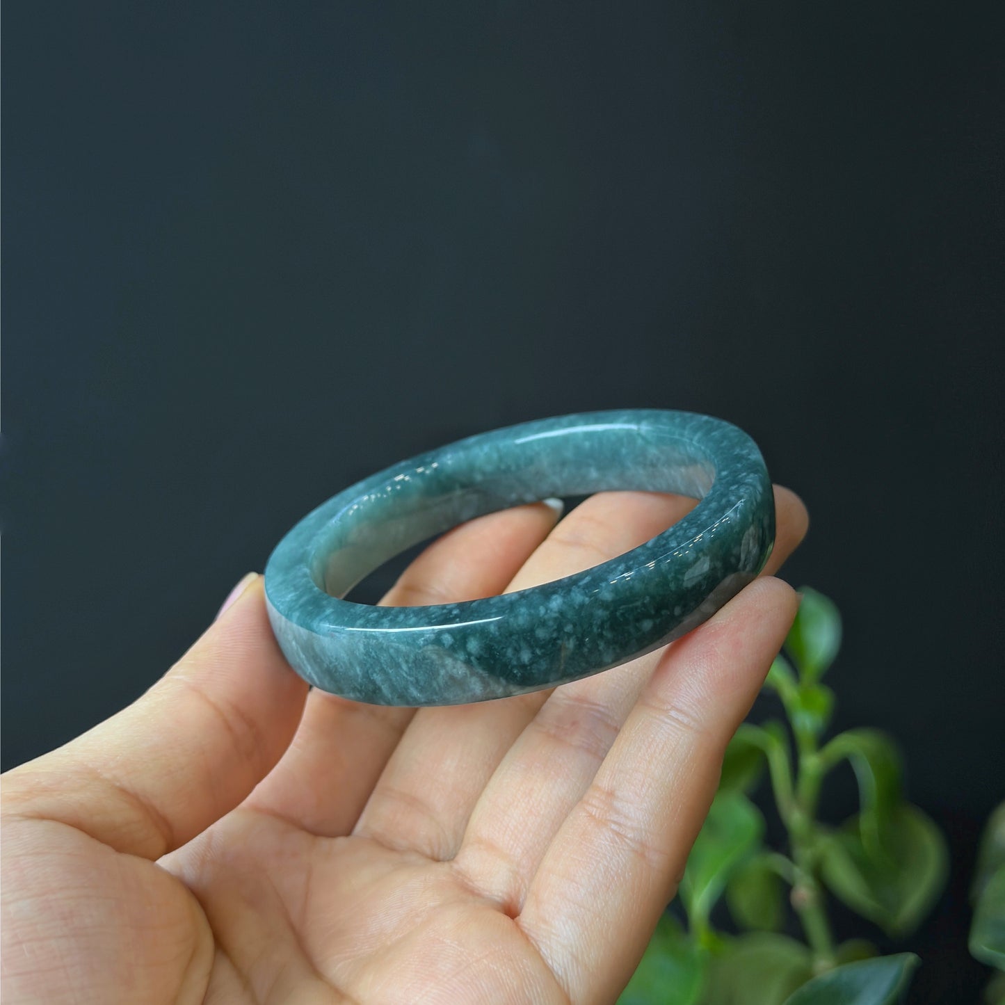Water Green Natural Jadeite Jade Bangle Square Style Size 54 mm