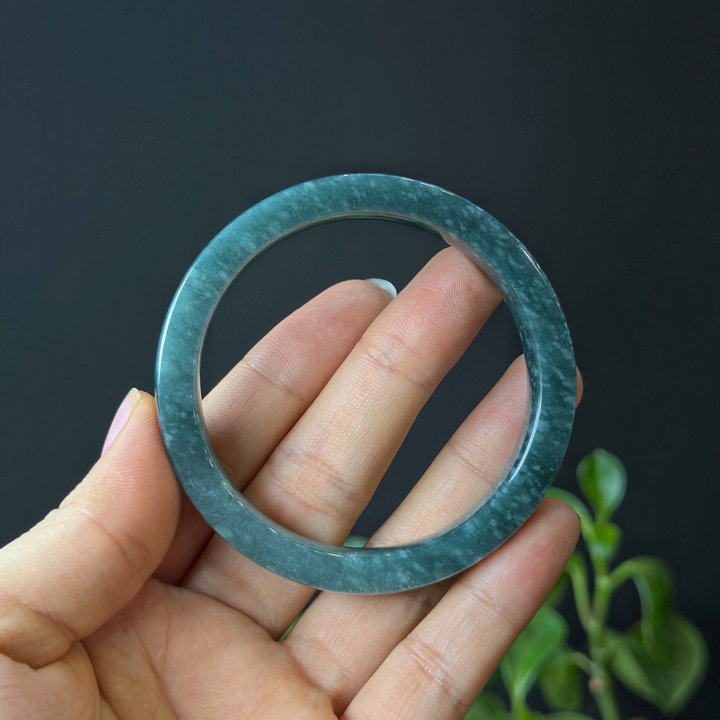 Water Green Natural Jadeite Jade Bangle Square Style Size 54 mm