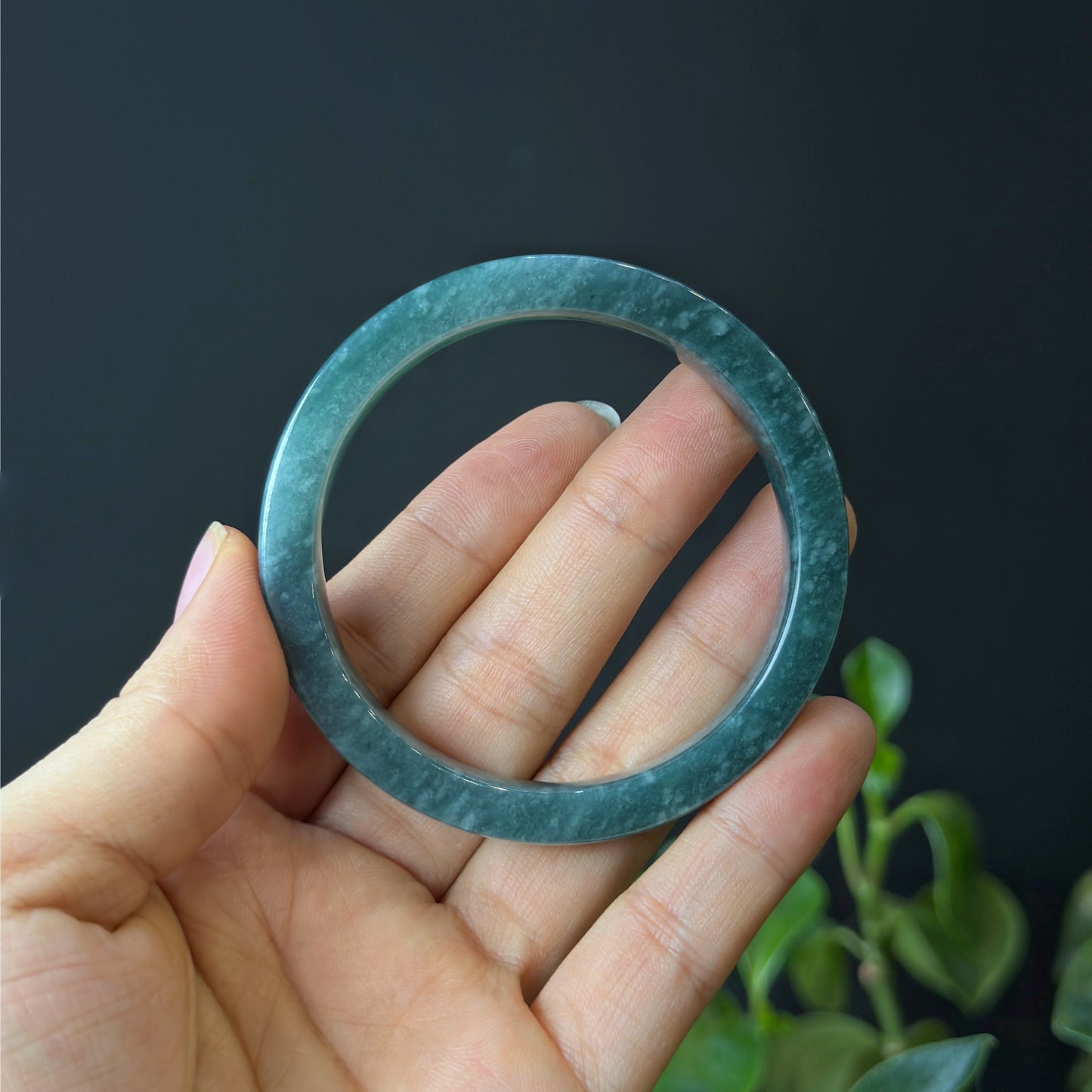 Water Green Natural Jadeite Jade Bangle Square Style Size 54 mm