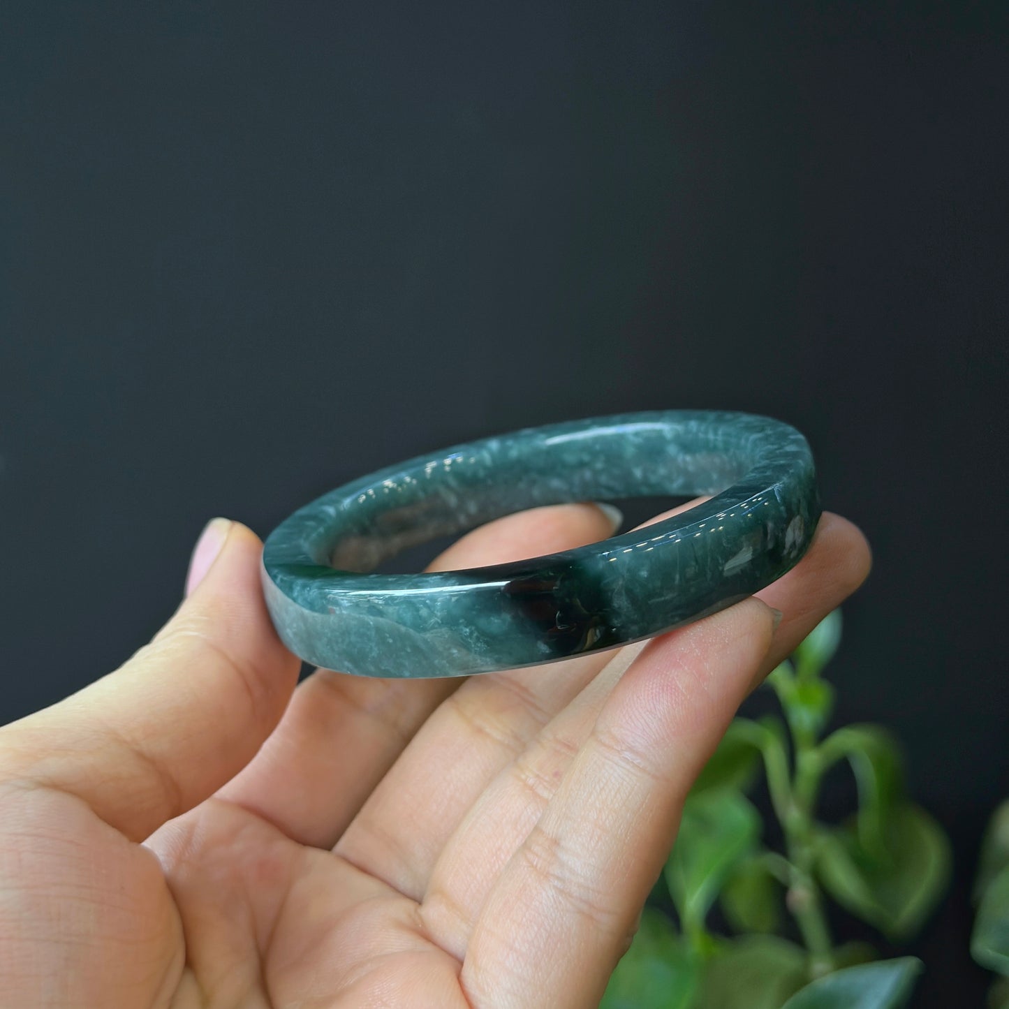 Water Green Natural Jadeite Jade Bangle Square Style Size 53.8 mm