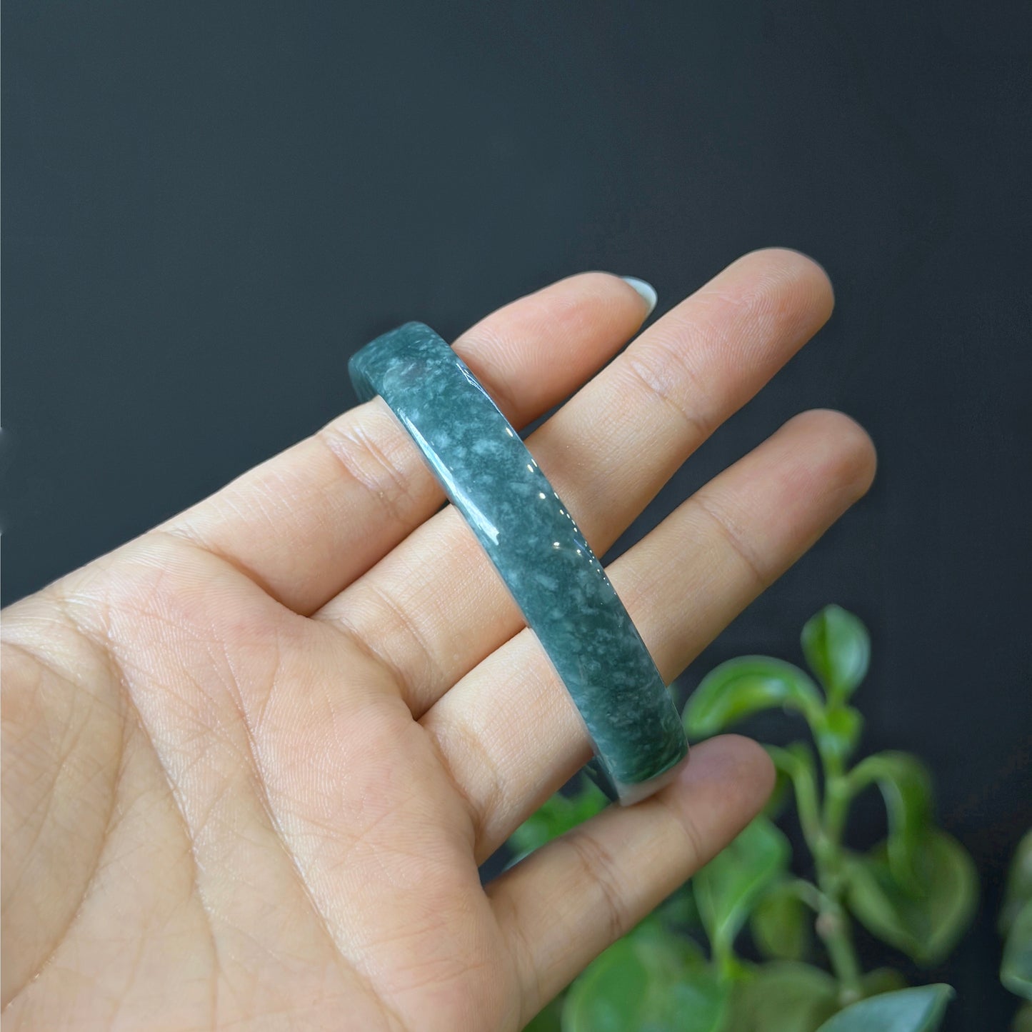 Water Green Natural Jadeite Jade Bangle Square Style Size 53.8 mm