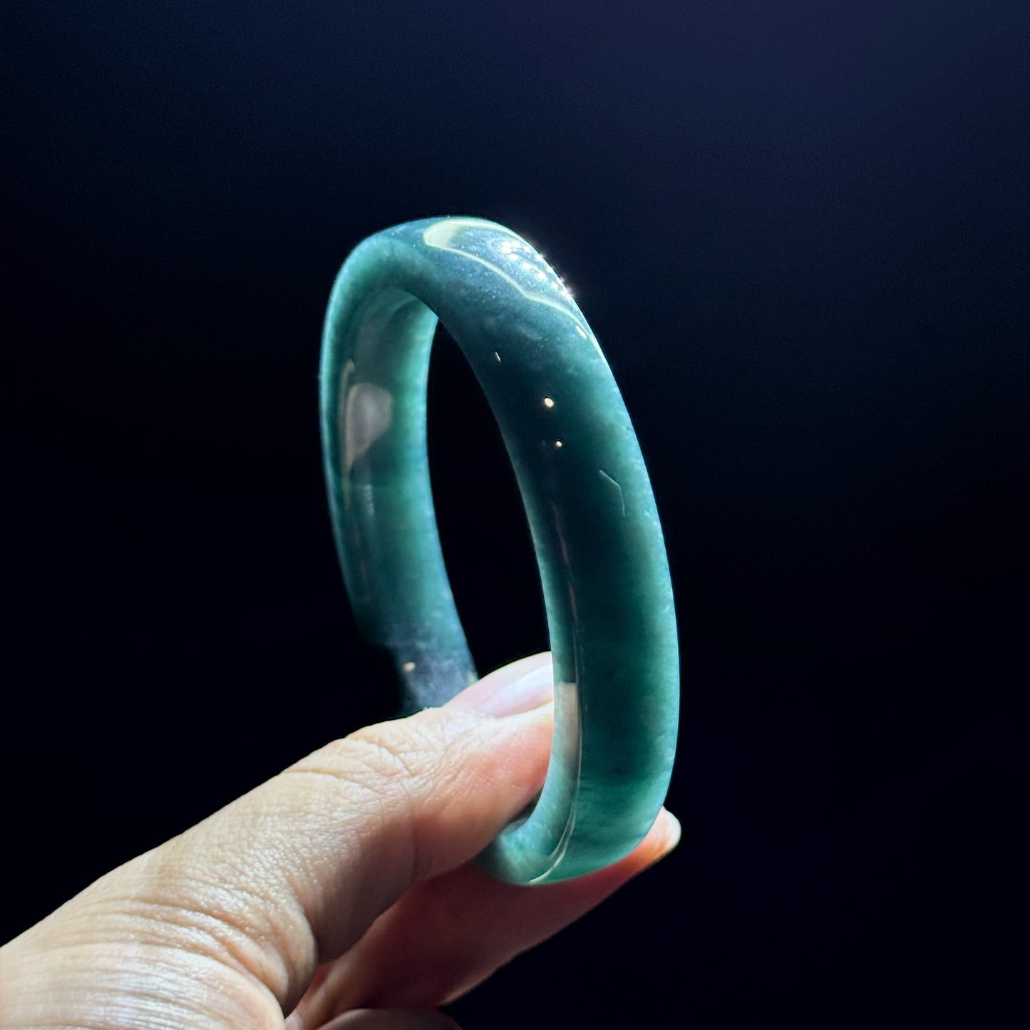 Water Green Natural Jadeite Jade Bangle Square Style Size 53.8 mm