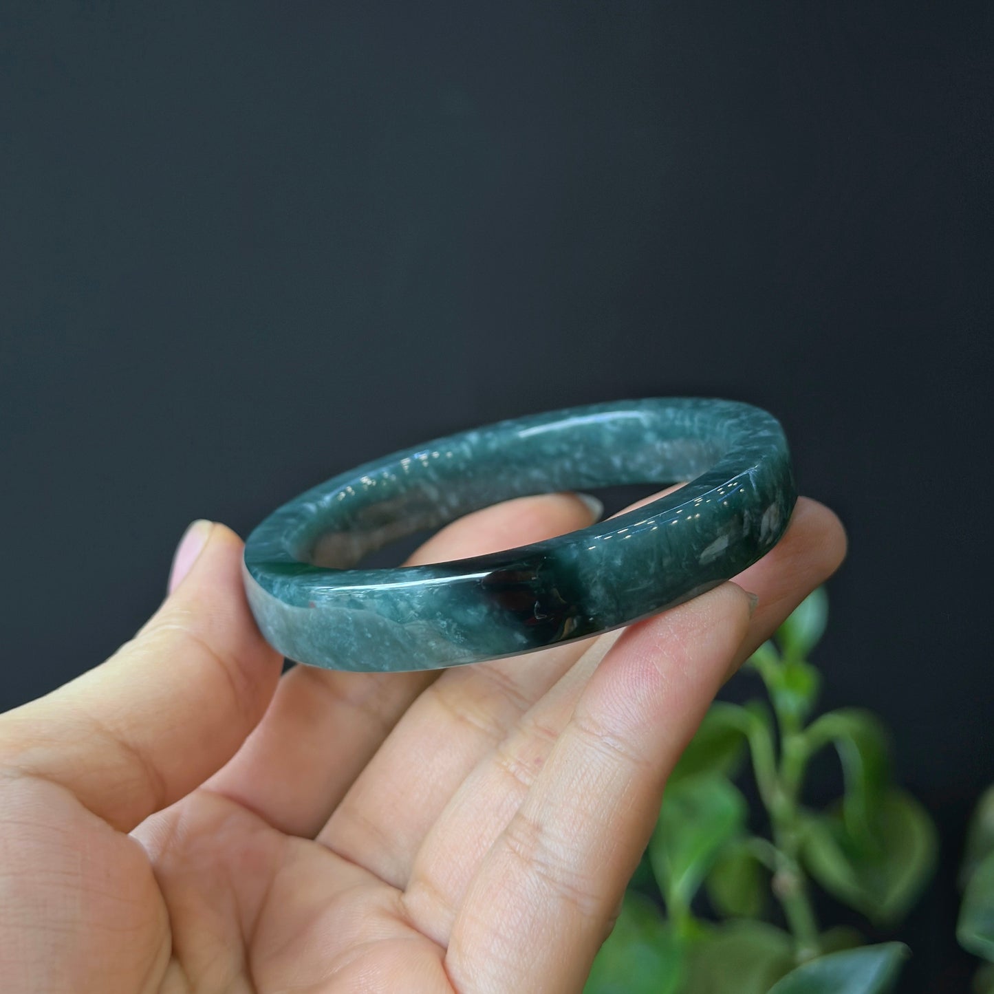 Water Green Natural Jadeite Jade Bangle Square Style Size 53.8 mm