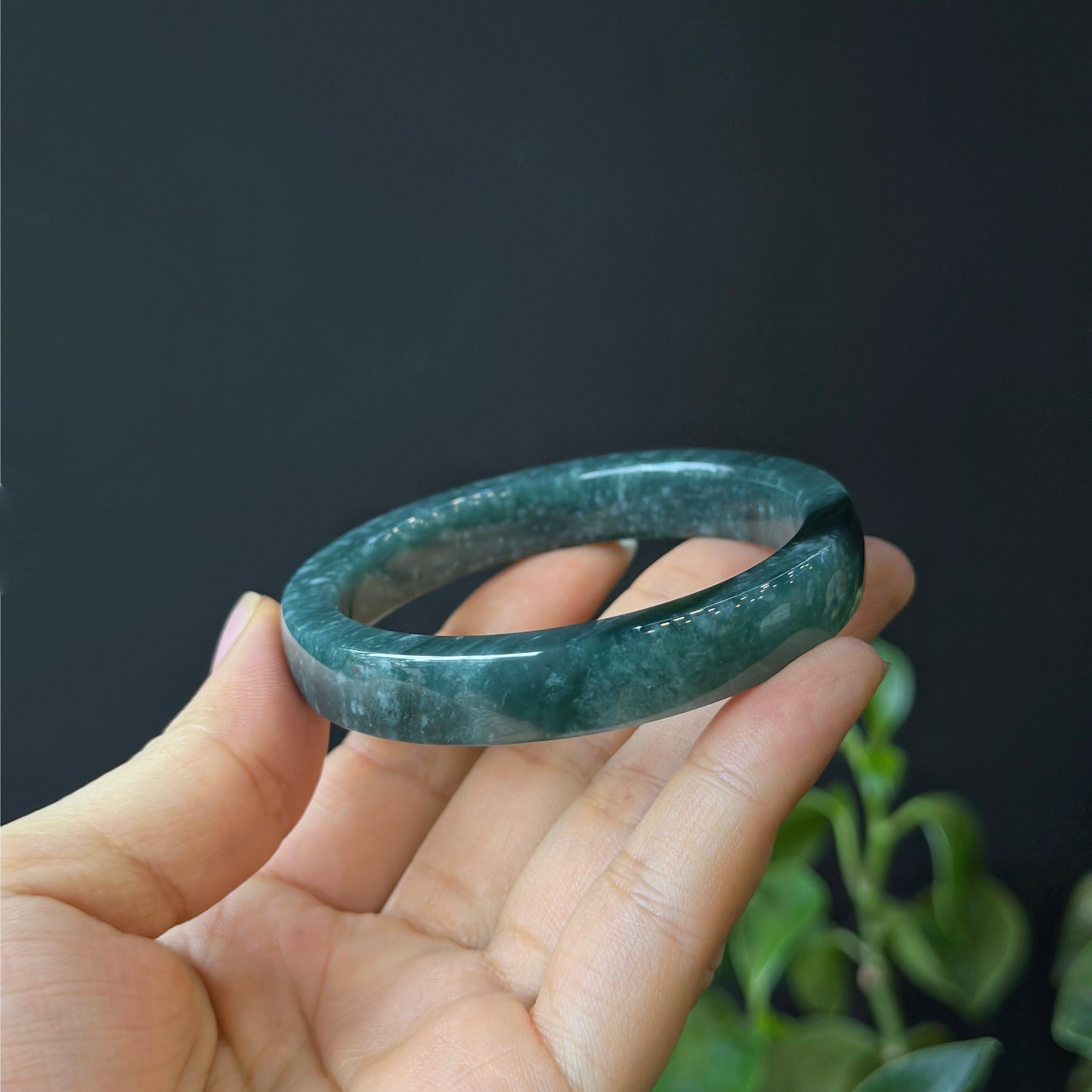 Water Green Natural Jadeite Jade Bangle Square Style Size 53.8 mm