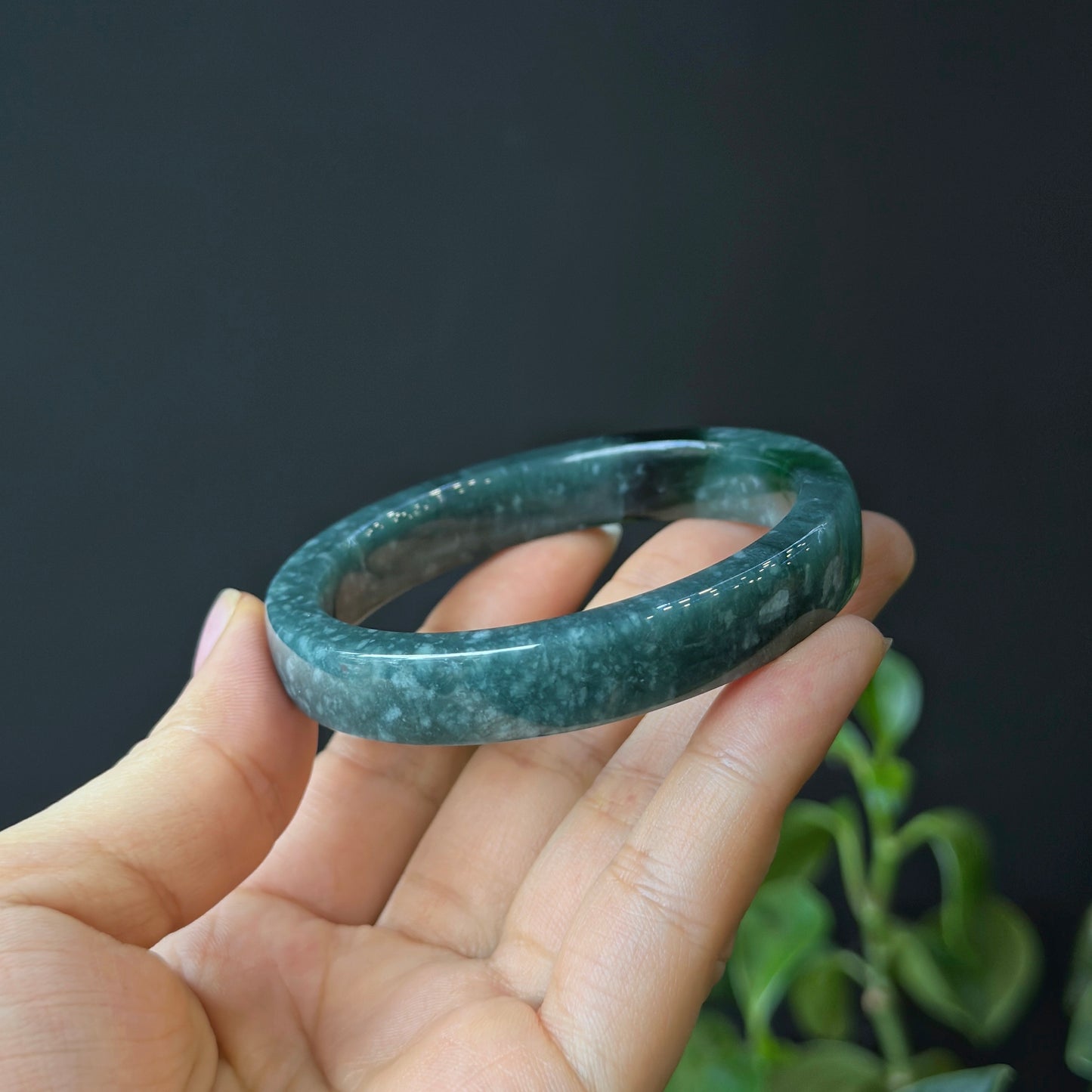 Water Green Jadeite Jade Bangle Square Style - Natural Stone