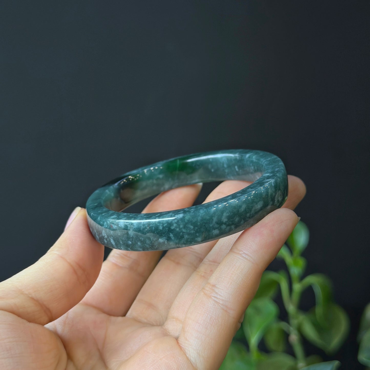 Water Green Natural Jadeite Jade Bangle Square Style Size 53.8 mm
