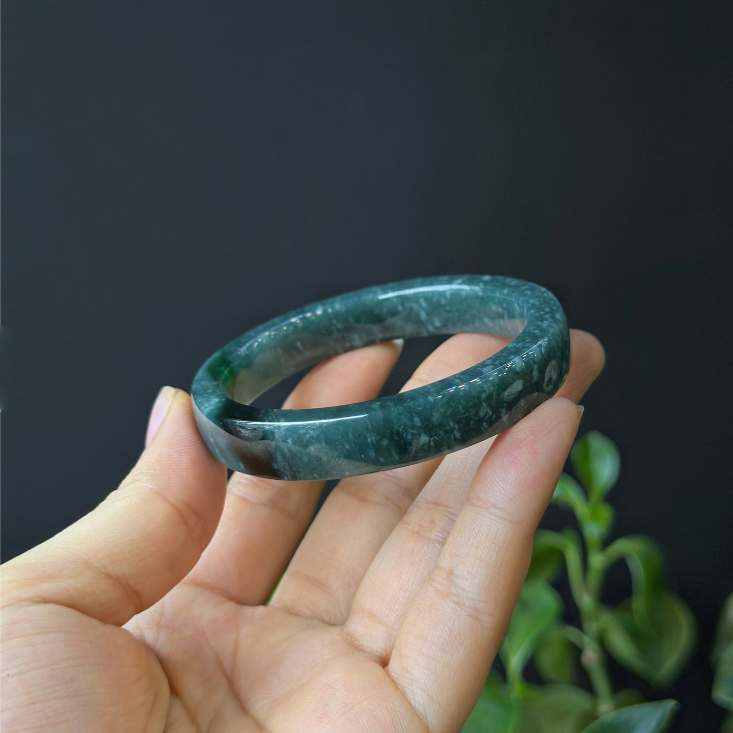 Water Green Natural Jadeite Jade Bangle Square Style Size 53.8 mm