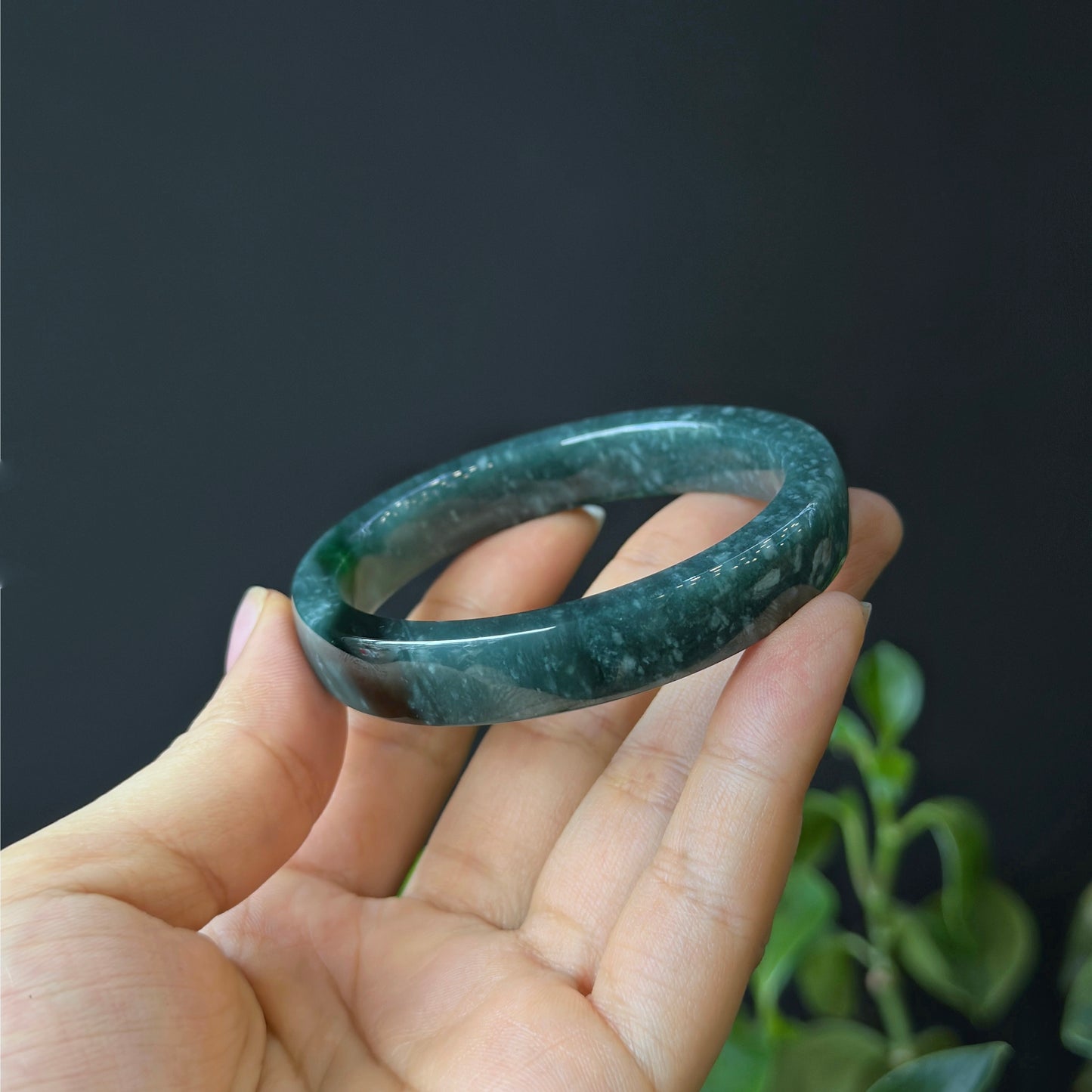 Water Green Natural Jadeite Jade Bangle Square Style Size 53.8 mm
