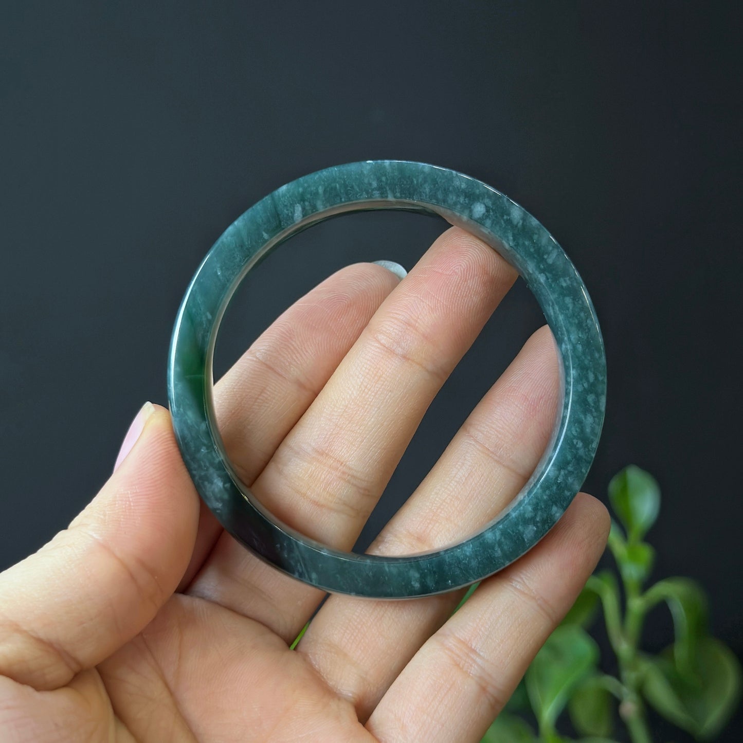 Water Green Natural Jadeite Jade Bangle Square Style Size 53.8 mm
