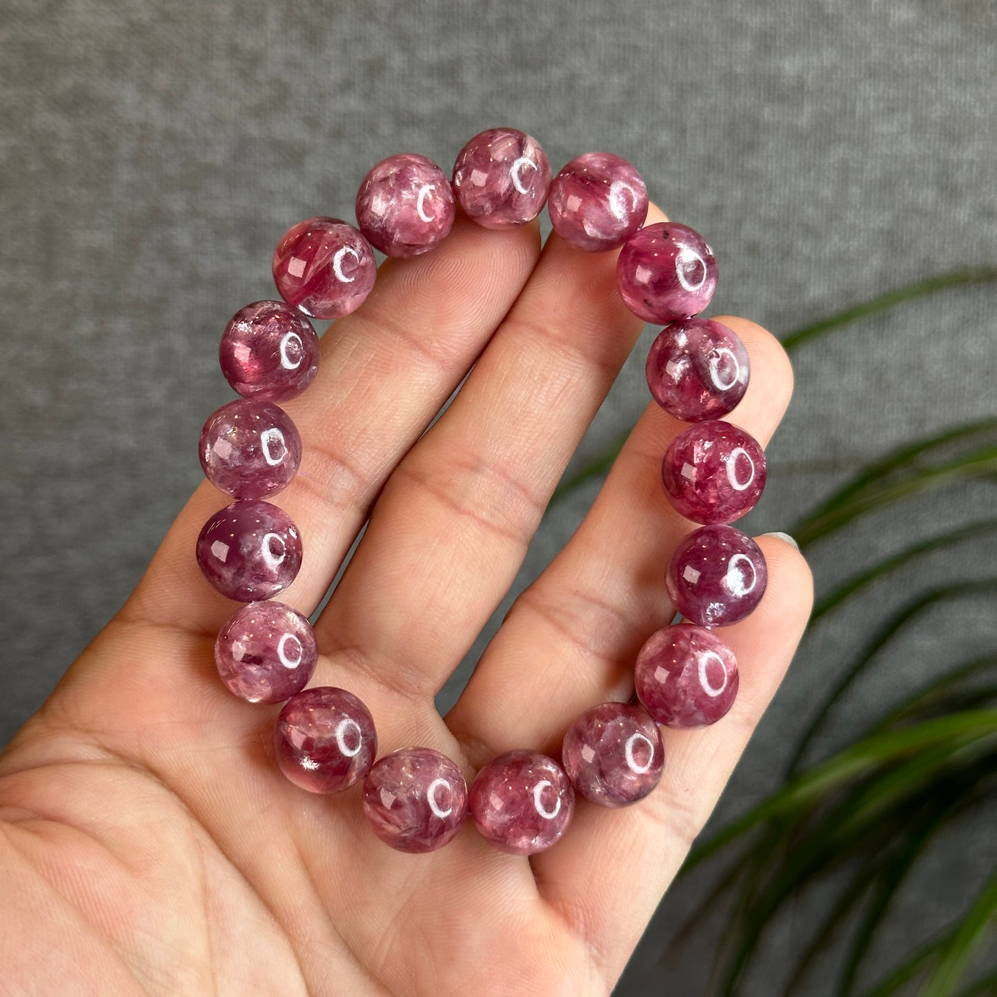 Dark Pink Natural Muscovite Bracelet Size 12.5 mm