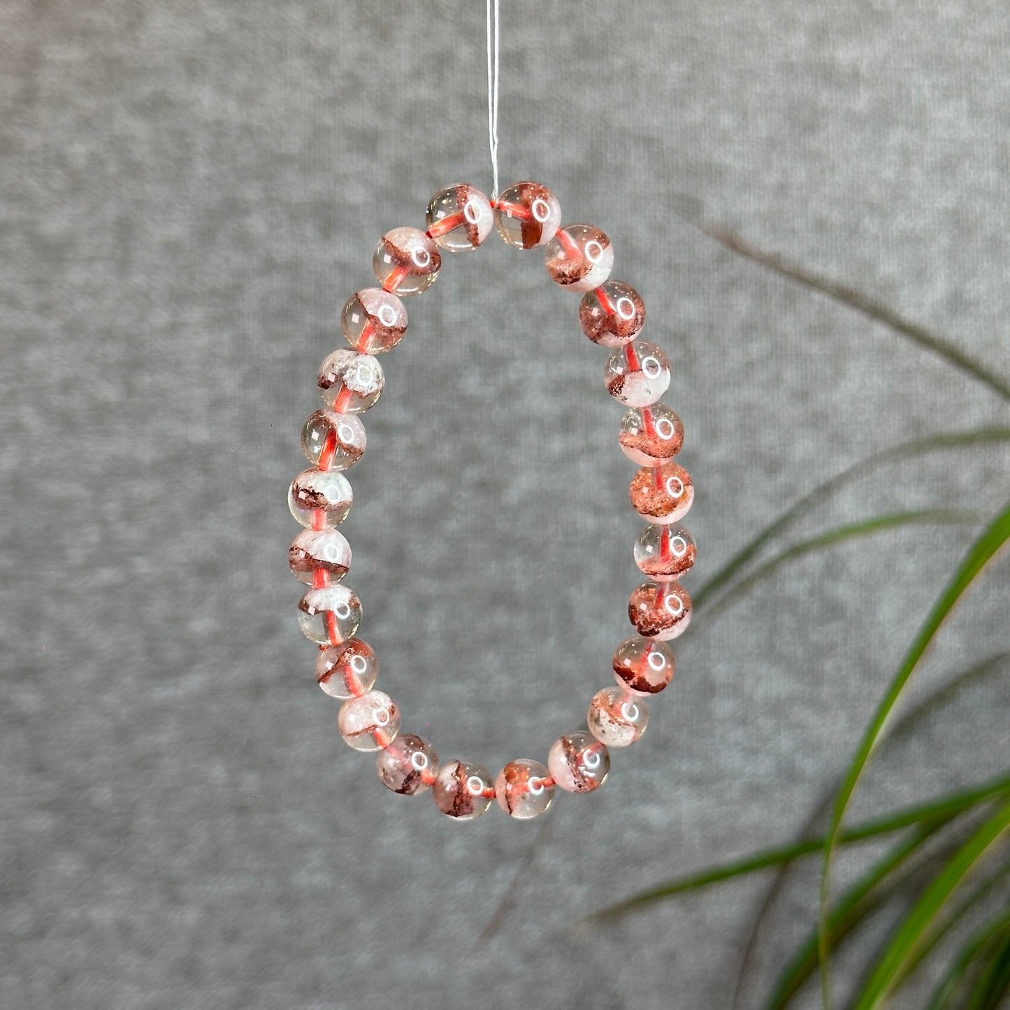 Bracelet Quartz Fantôme Pyramide Rouge Taille 7,5 mm