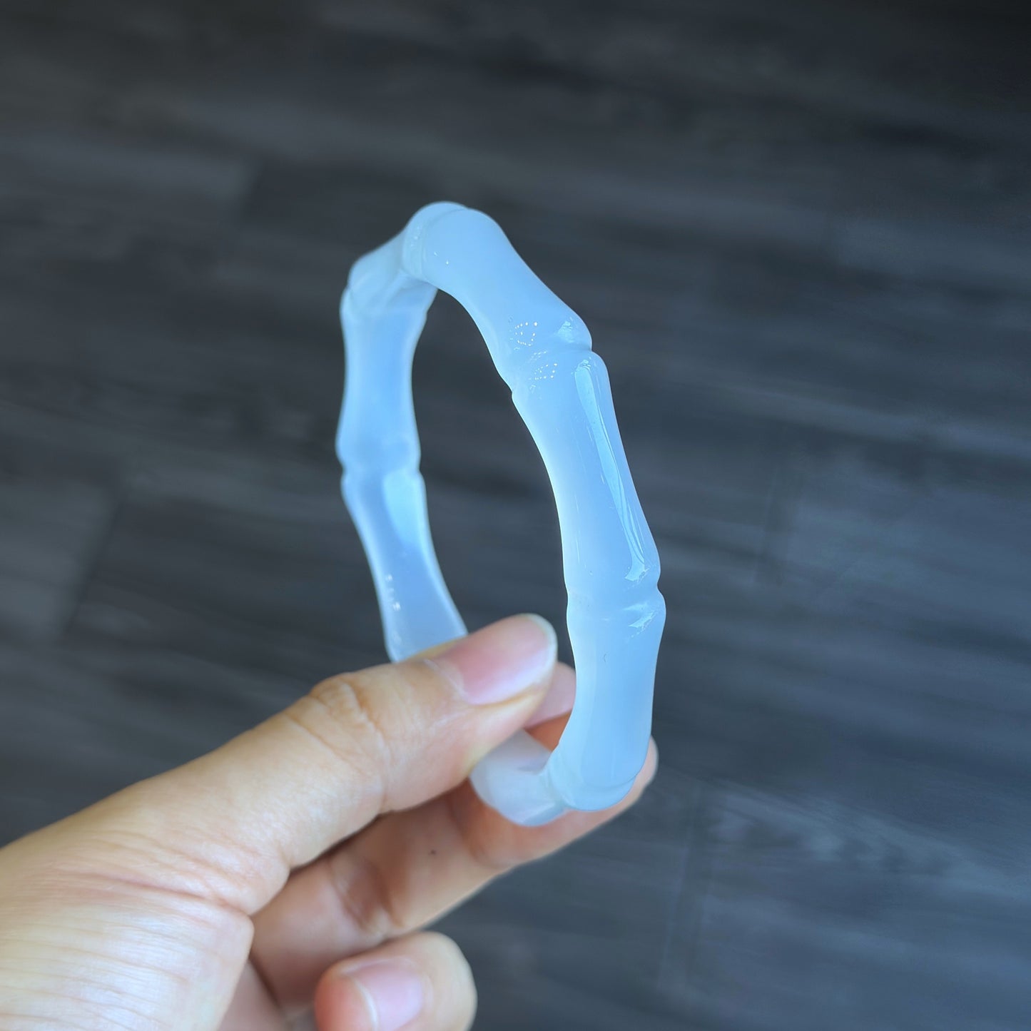 Bamboo Carved Natural Agate Bangle Size 60 mm