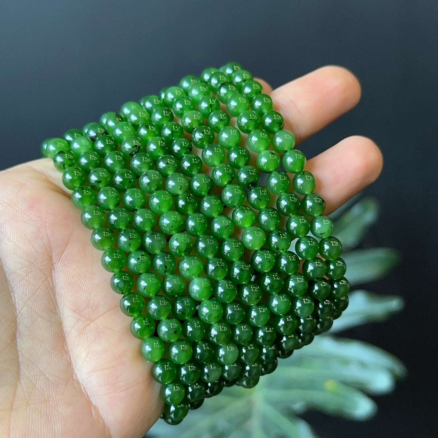 Natural Nephrite Jade Bracelet Size 6 mm