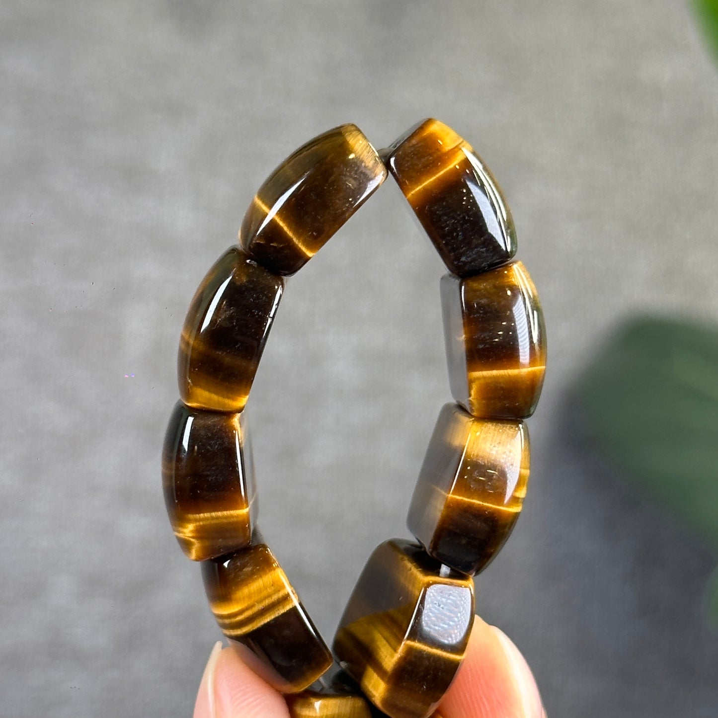 Natural Tiger Eye Flat Style Bracelet Vertical