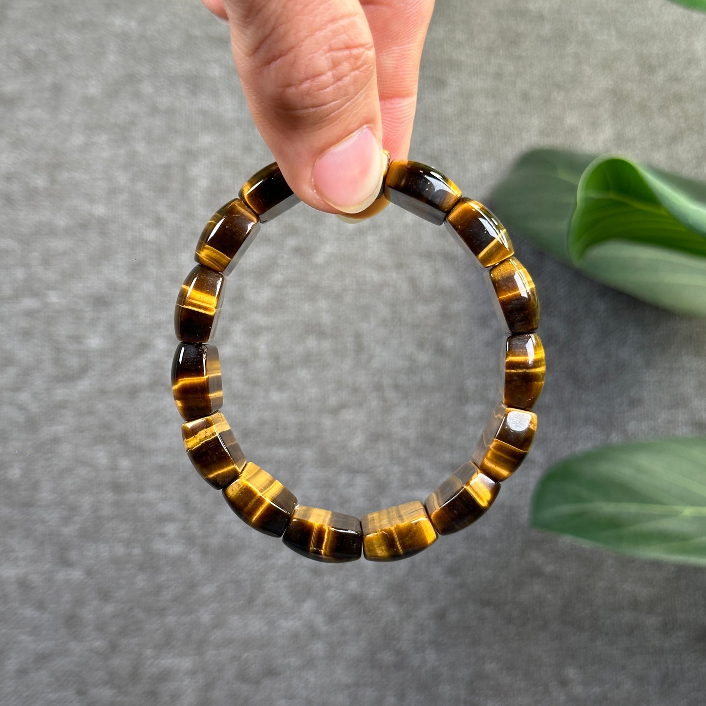 Natural Tiger Eye Flat Style Bracelet Vertical