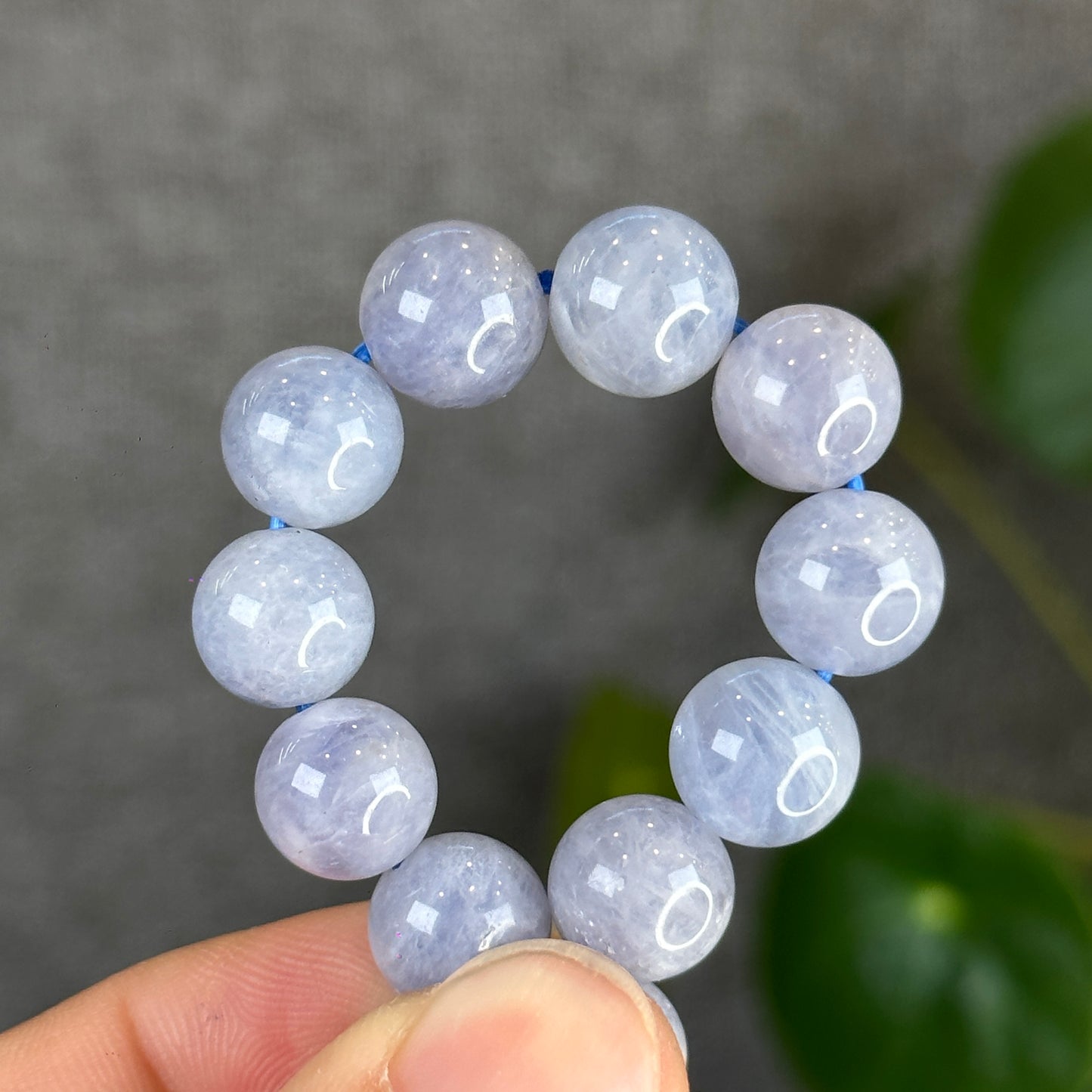 Natural Blue Rose Quartz Braclet Size 10 mm