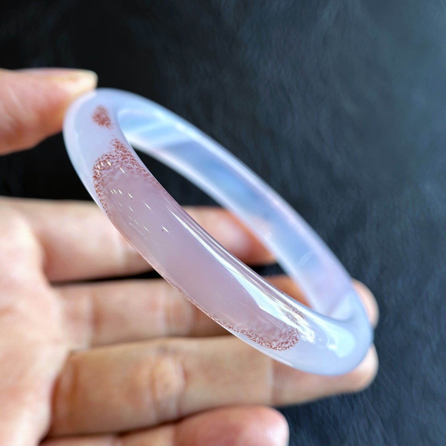 Natural Cinnibar Agate Bangle Leaf Style Size 62 mm