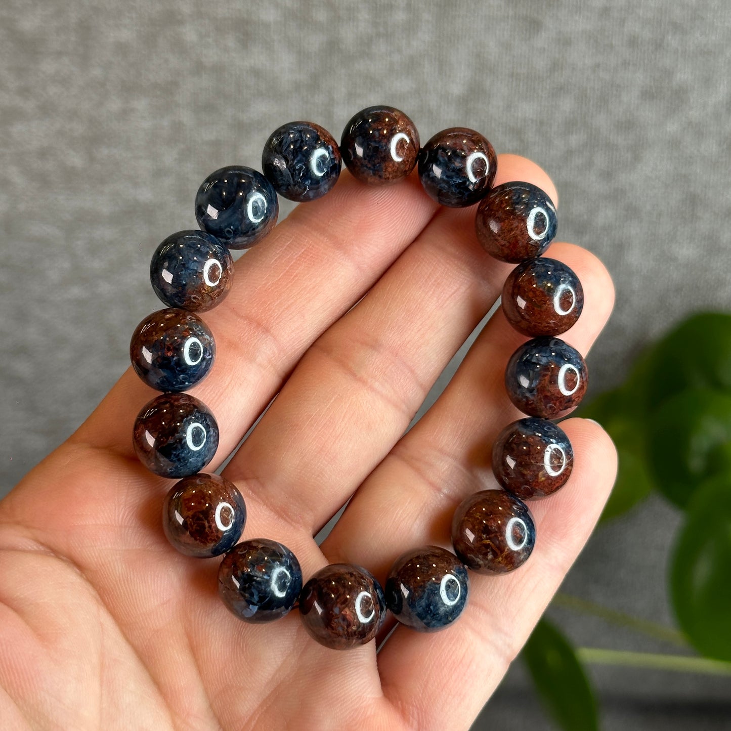Burgundy Blue Natural Pietersite Bracelet size 12.5 mm