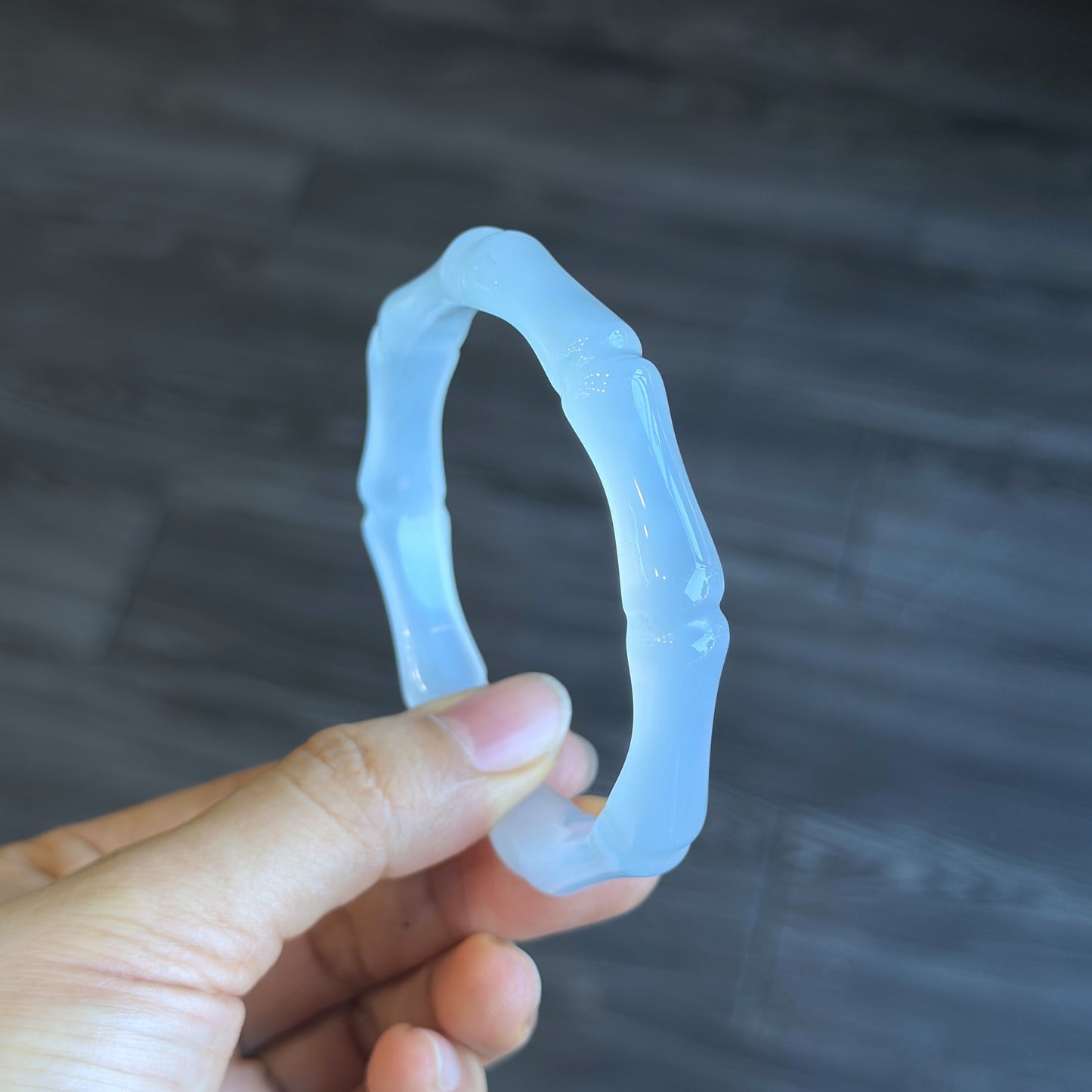 Bamboo Carved Natural Agate Bangle Size 60 mm