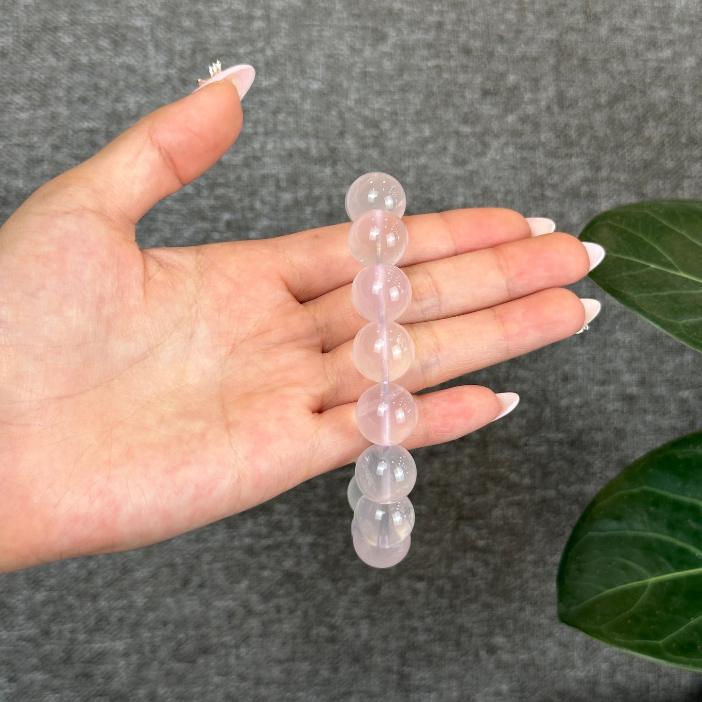 Lavender Mozambique Natural Rose Quartz Bracelet Size 14 mm