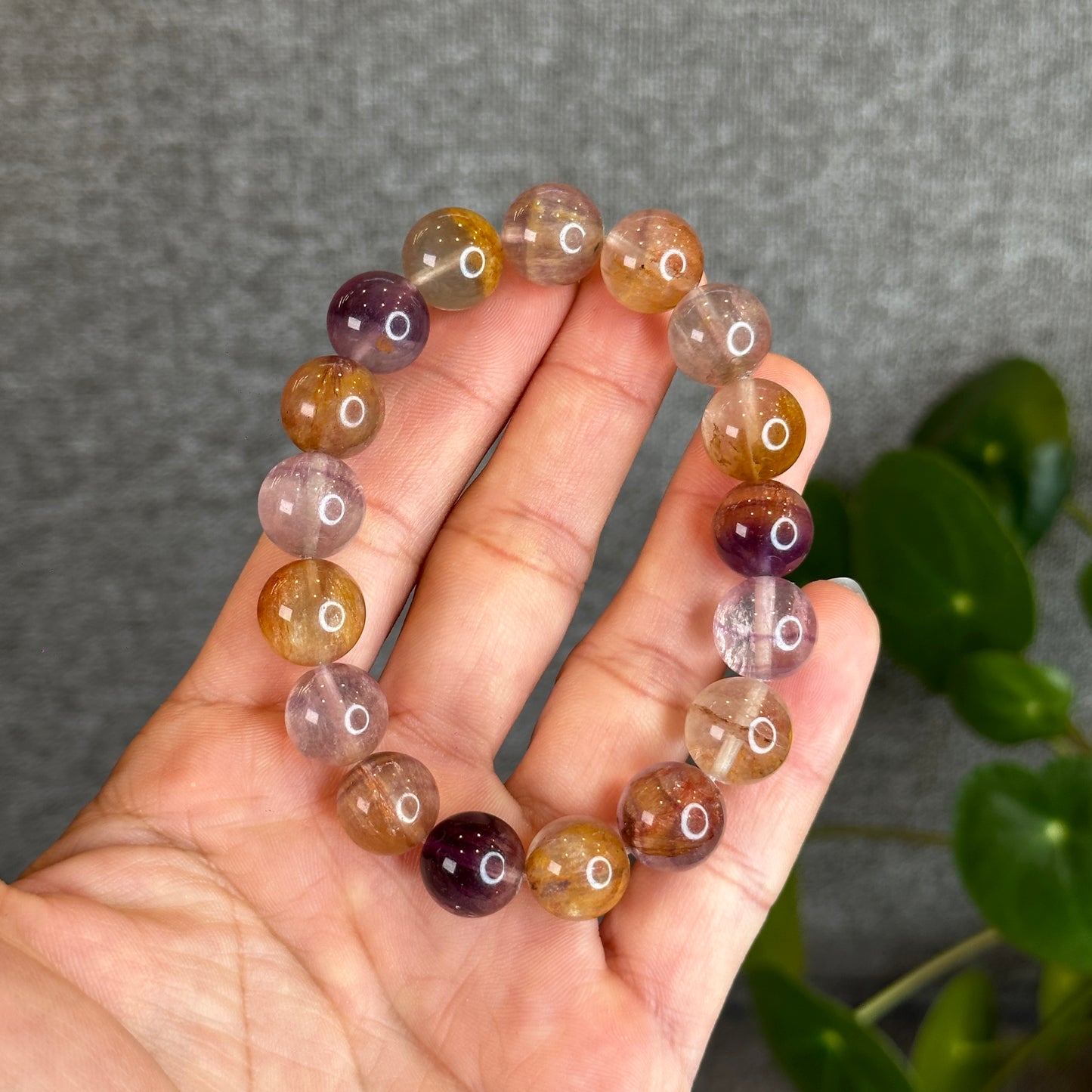 Natural Aura Fluorite Bracelet Size 12.5 mm