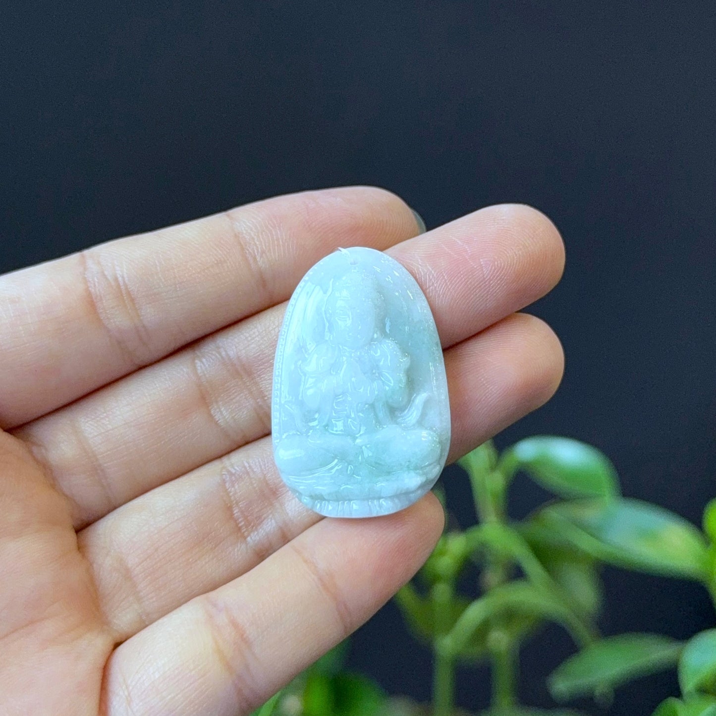Đại Nhật Protection Buddha Natural Jadeite Jade Pendant - Year of Goat and Monkey
