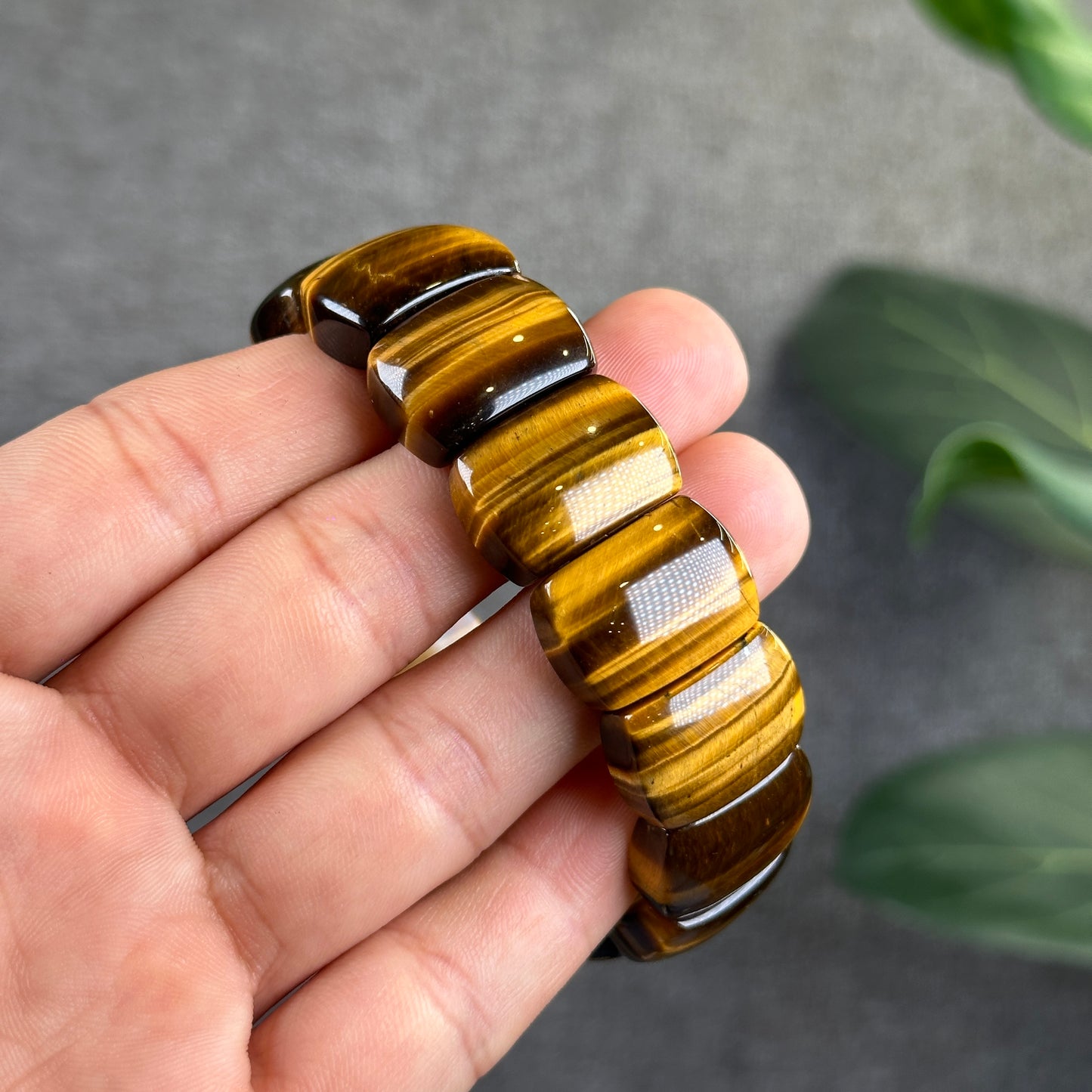 Natural Tiger Eye Flat Style Bracelet Vertical